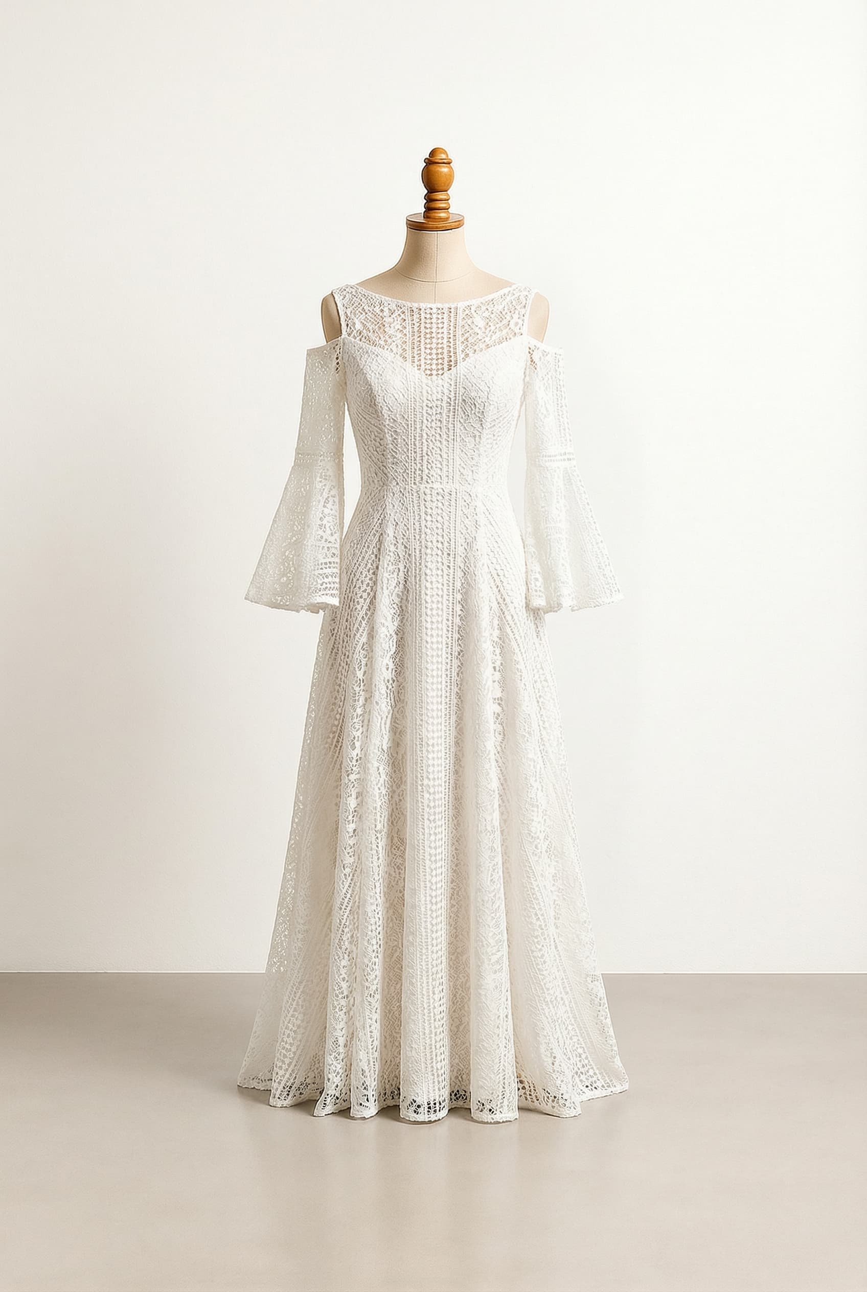 A romantic wedding dress with elegant details