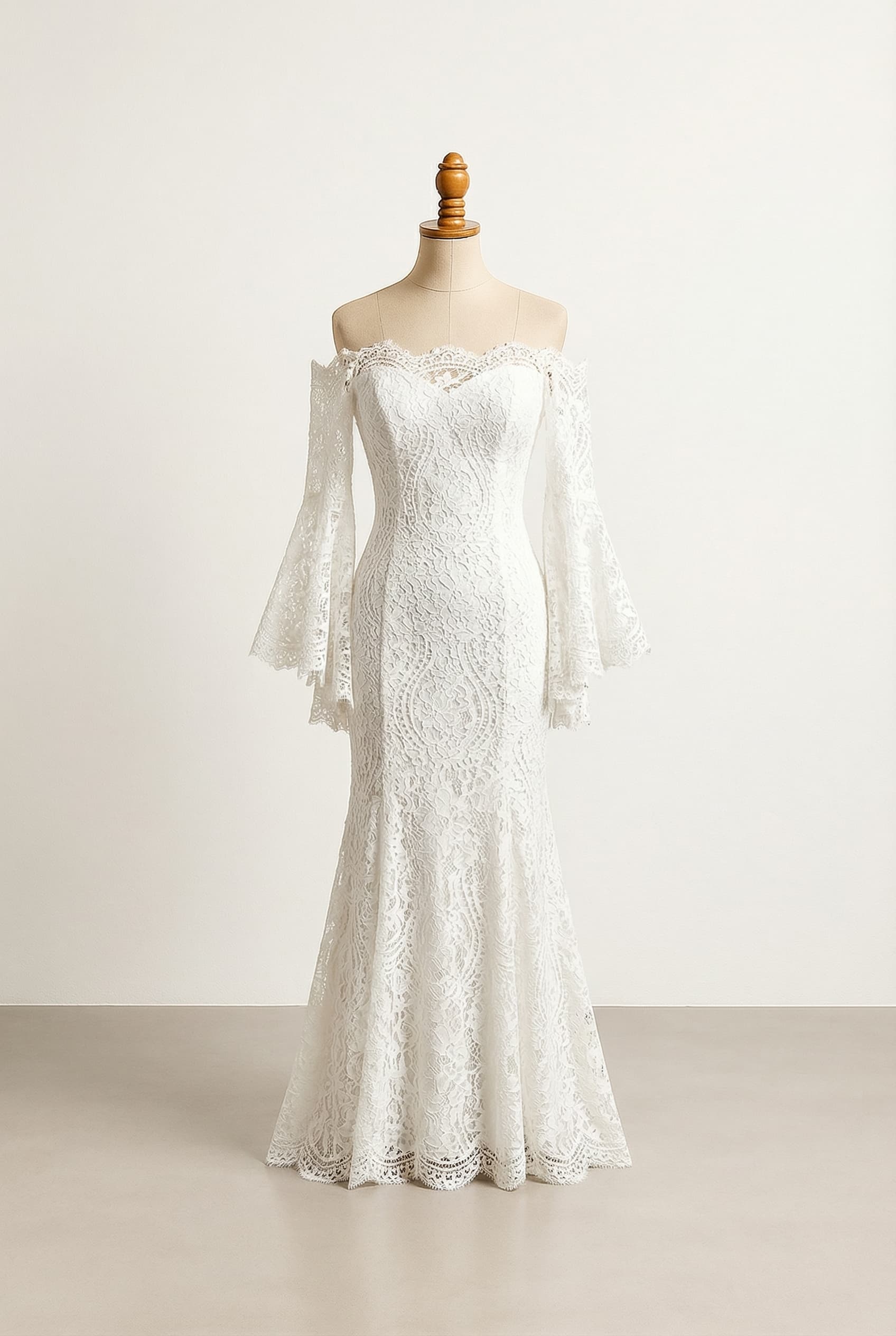 A romantic wedding dress with elegant details