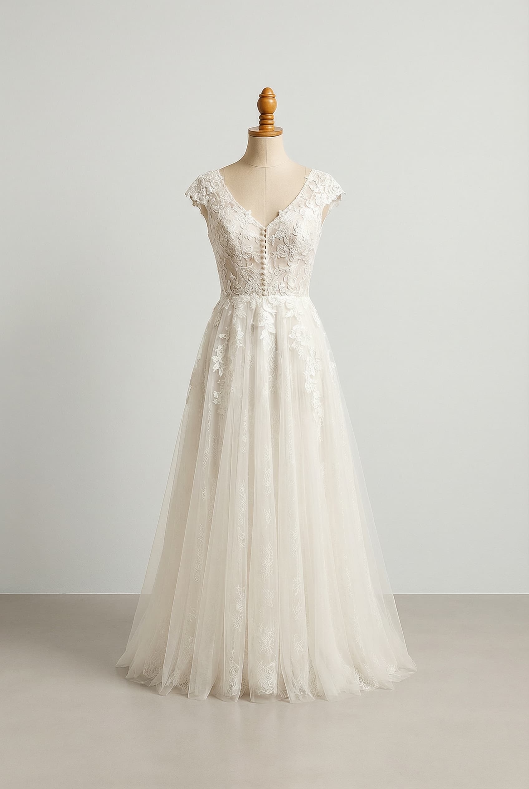 A romantic wedding dress with elegant details