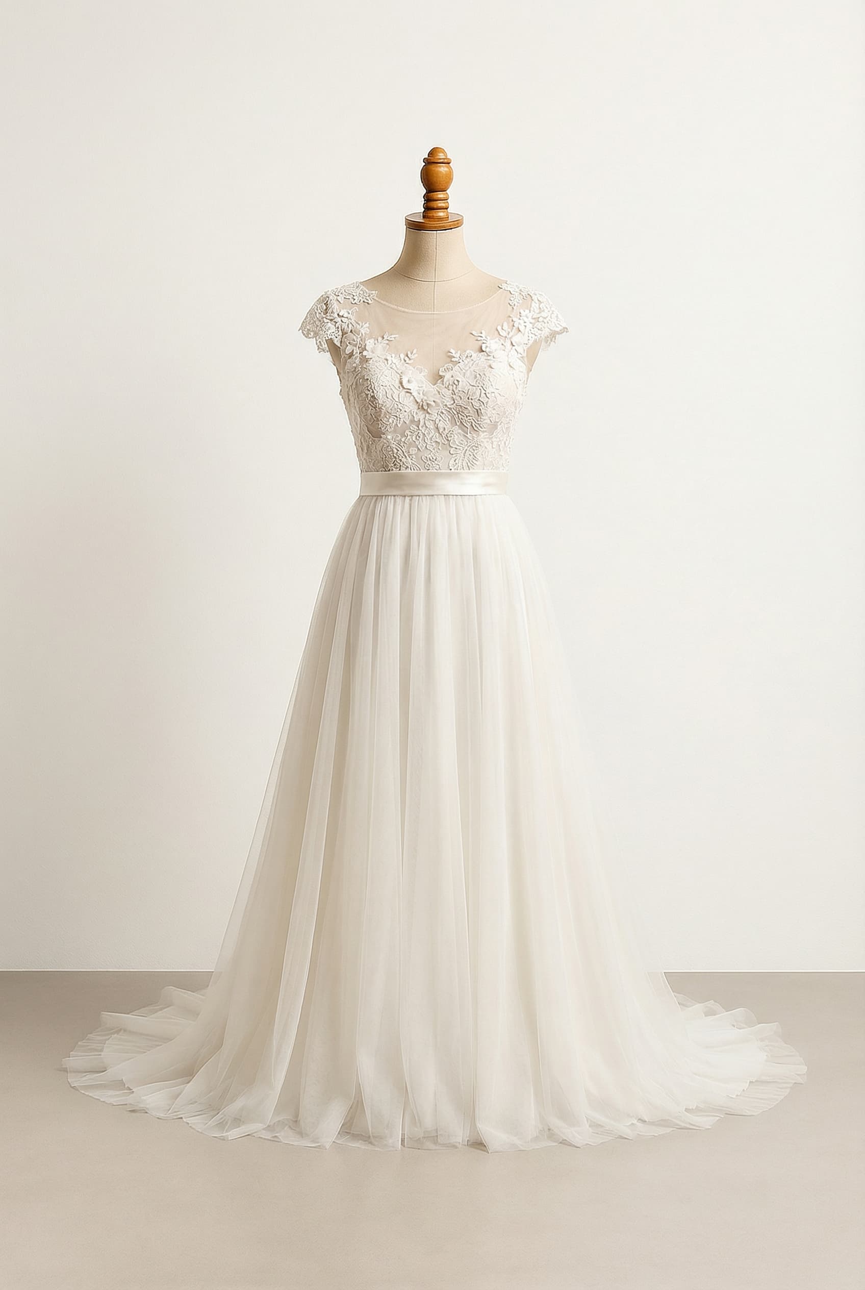 A romantic wedding dress with elegant details