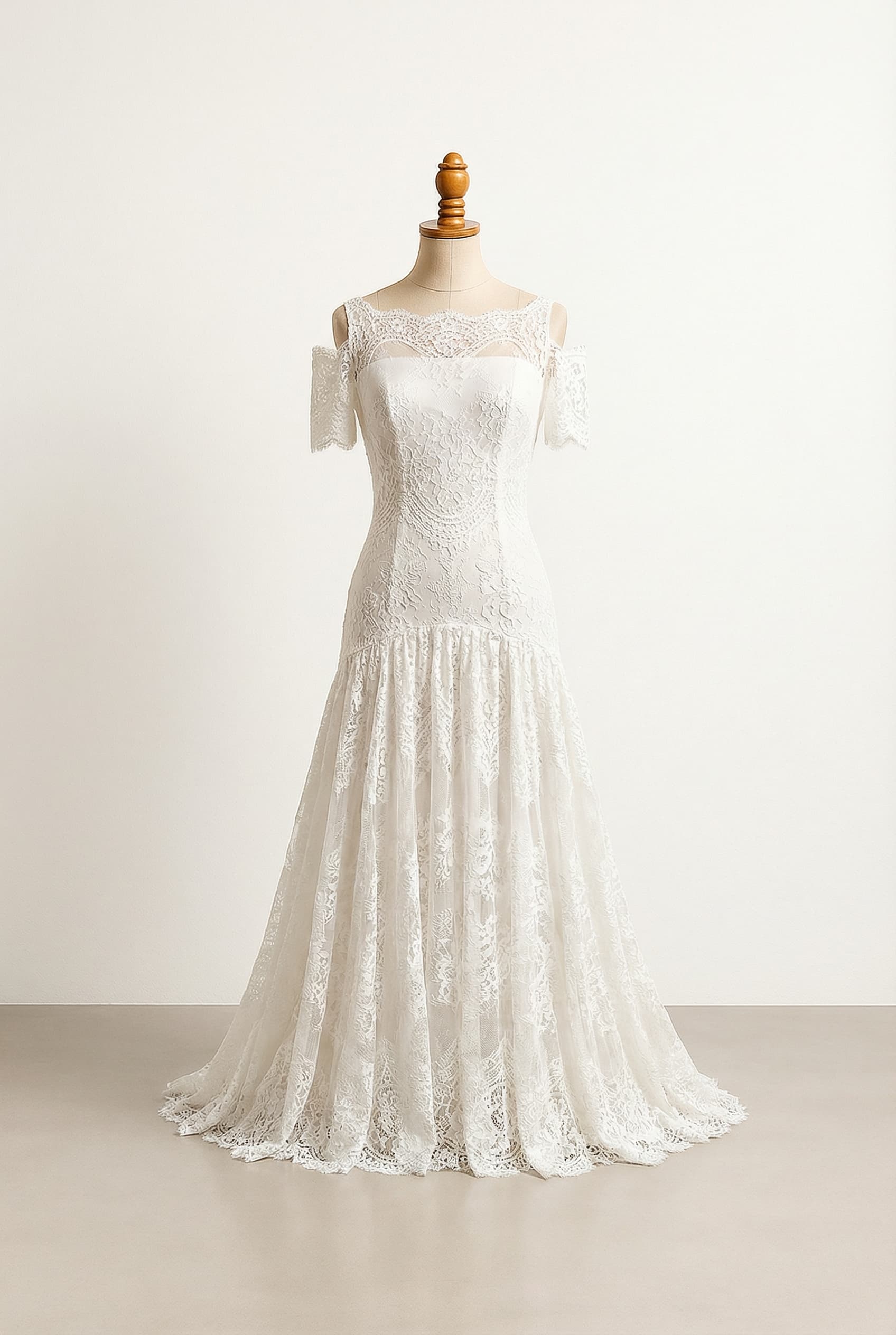 A romantic wedding dress with elegant details