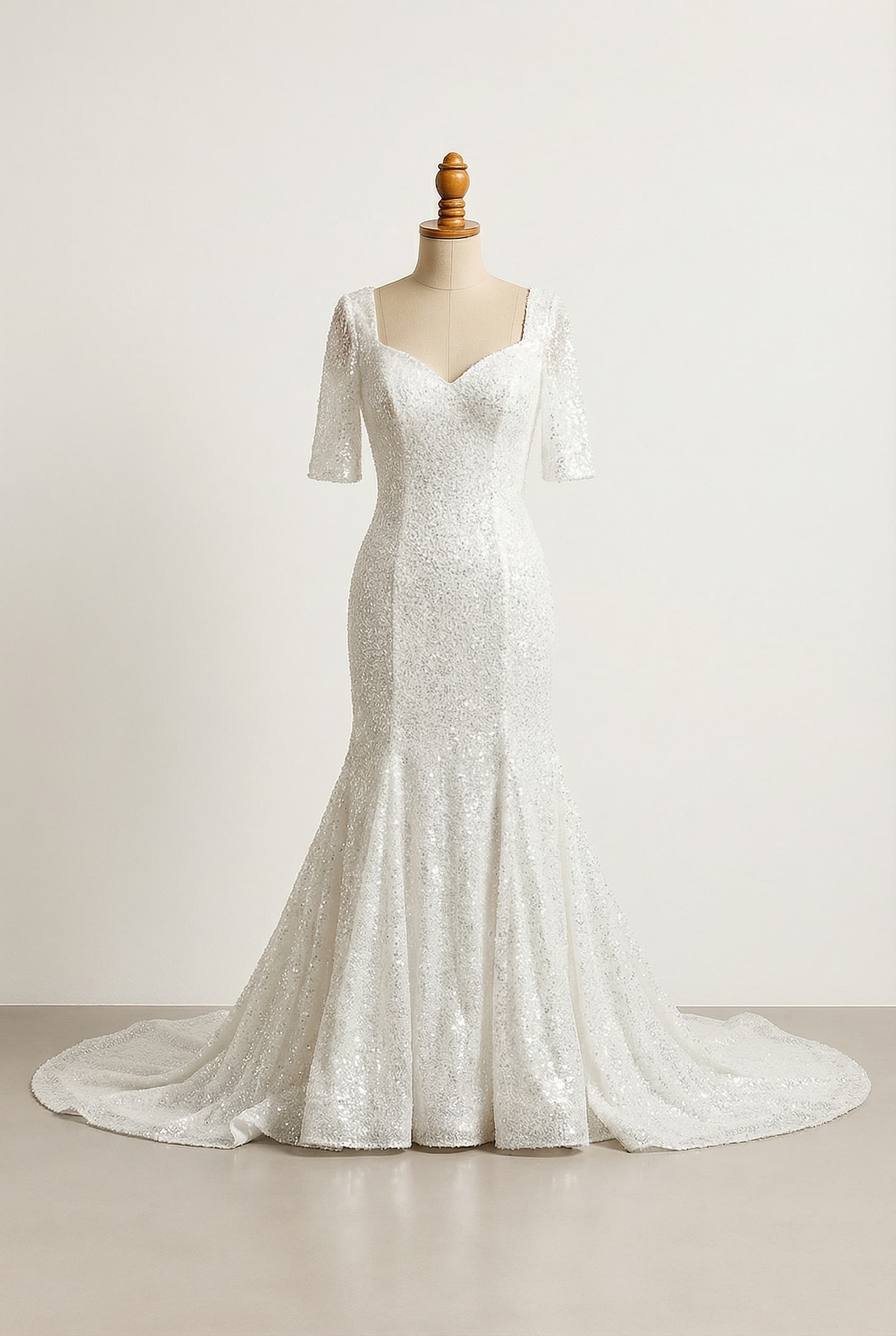 A romantic wedding dress with elegant details