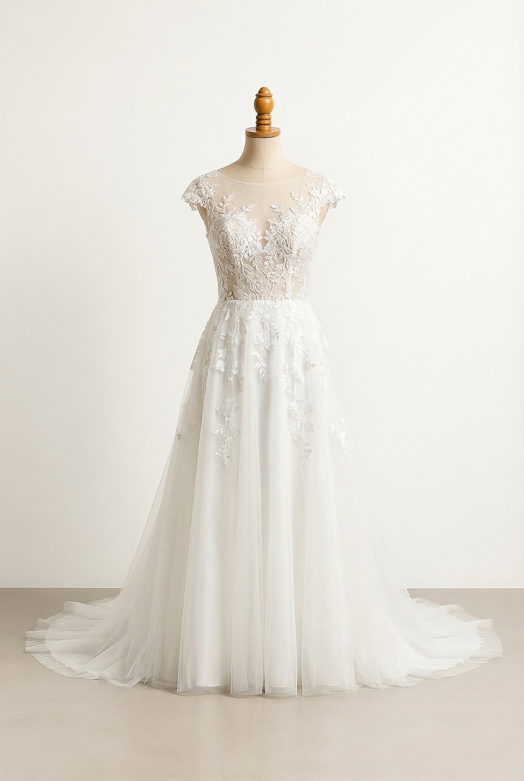 A romantic wedding dress with elegant details