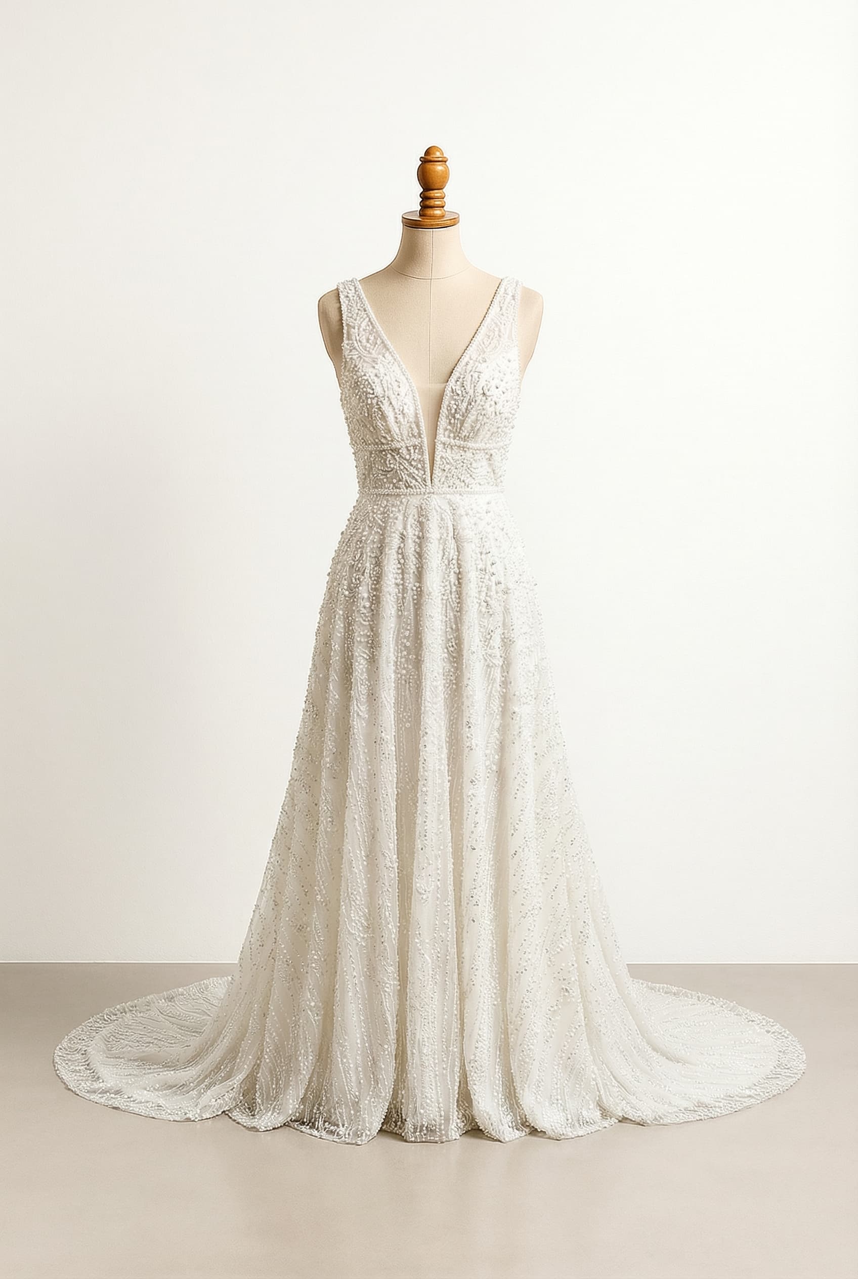 A romantic wedding dress with elegant details