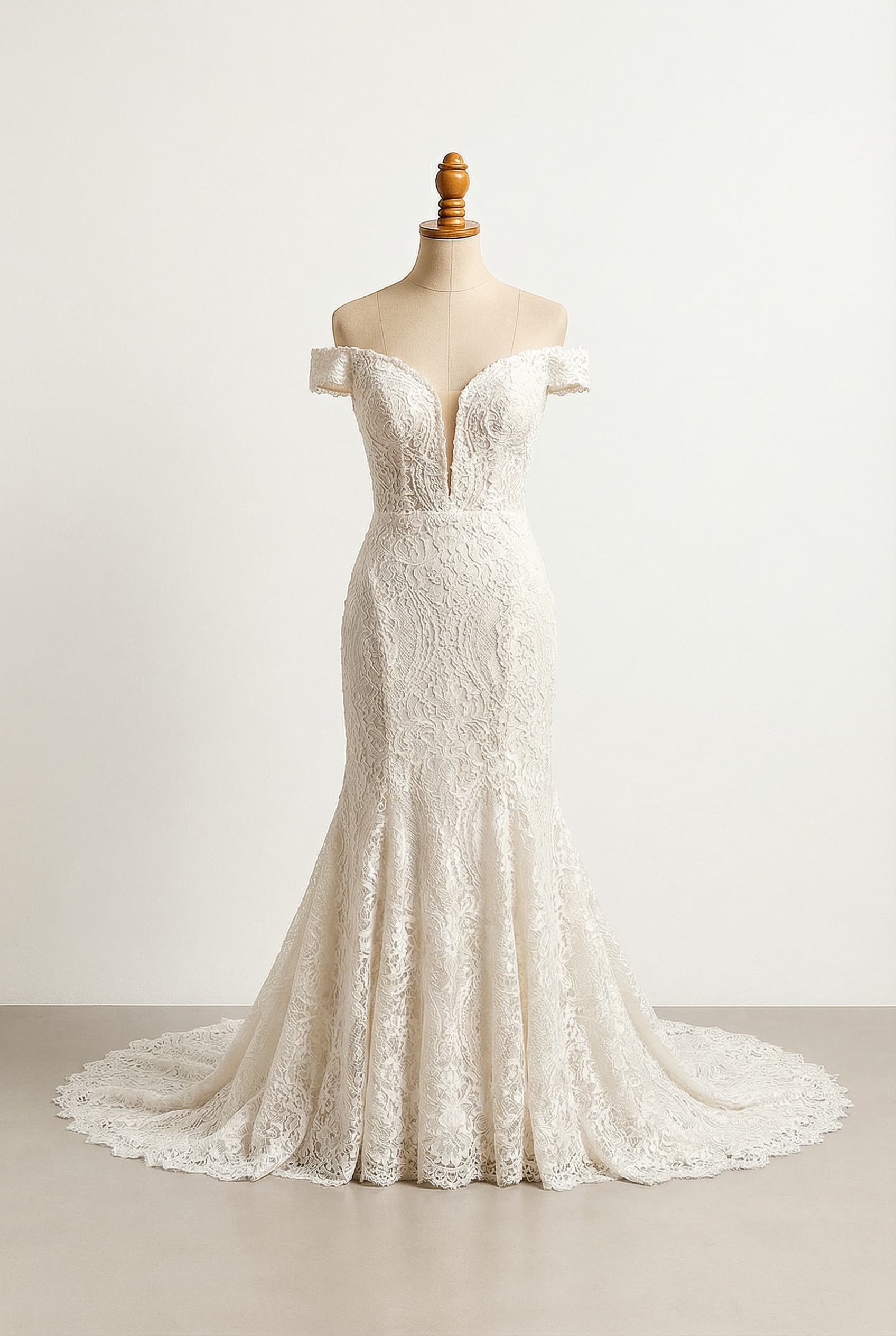 romantic lace and elegant train