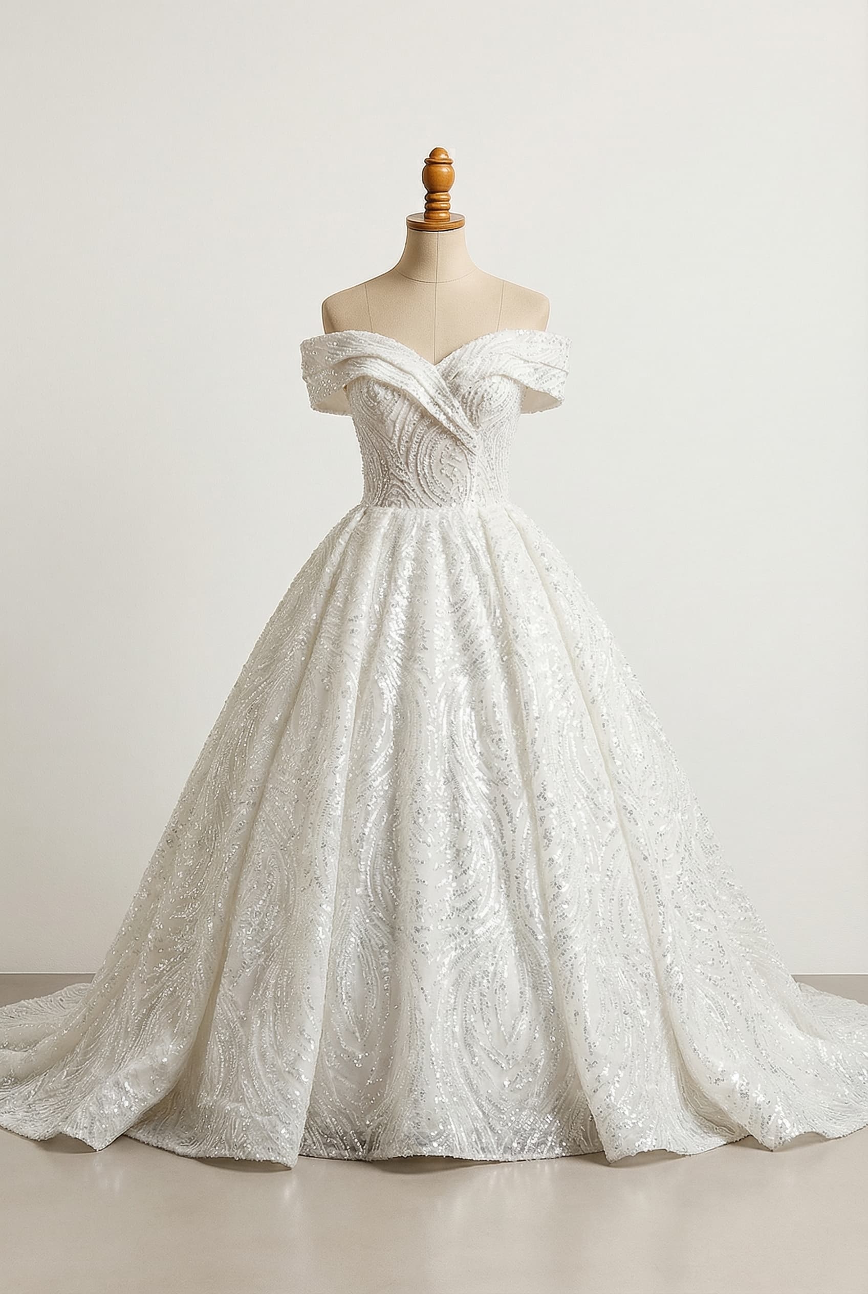 A romantic wedding dress with elegant details