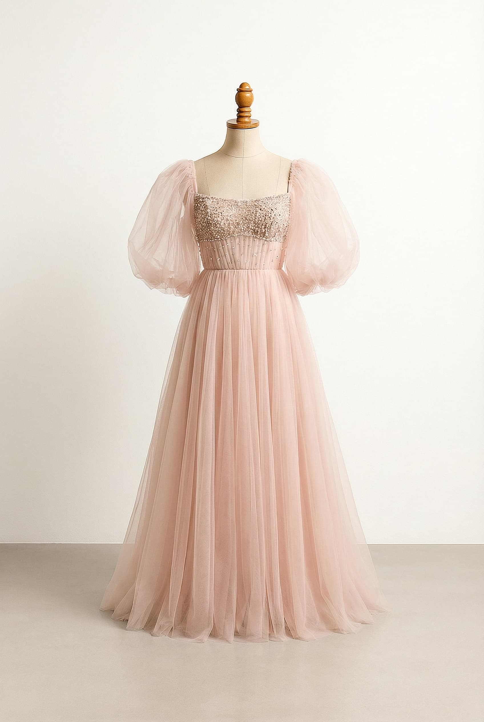 A romantic wedding dress with elegant details