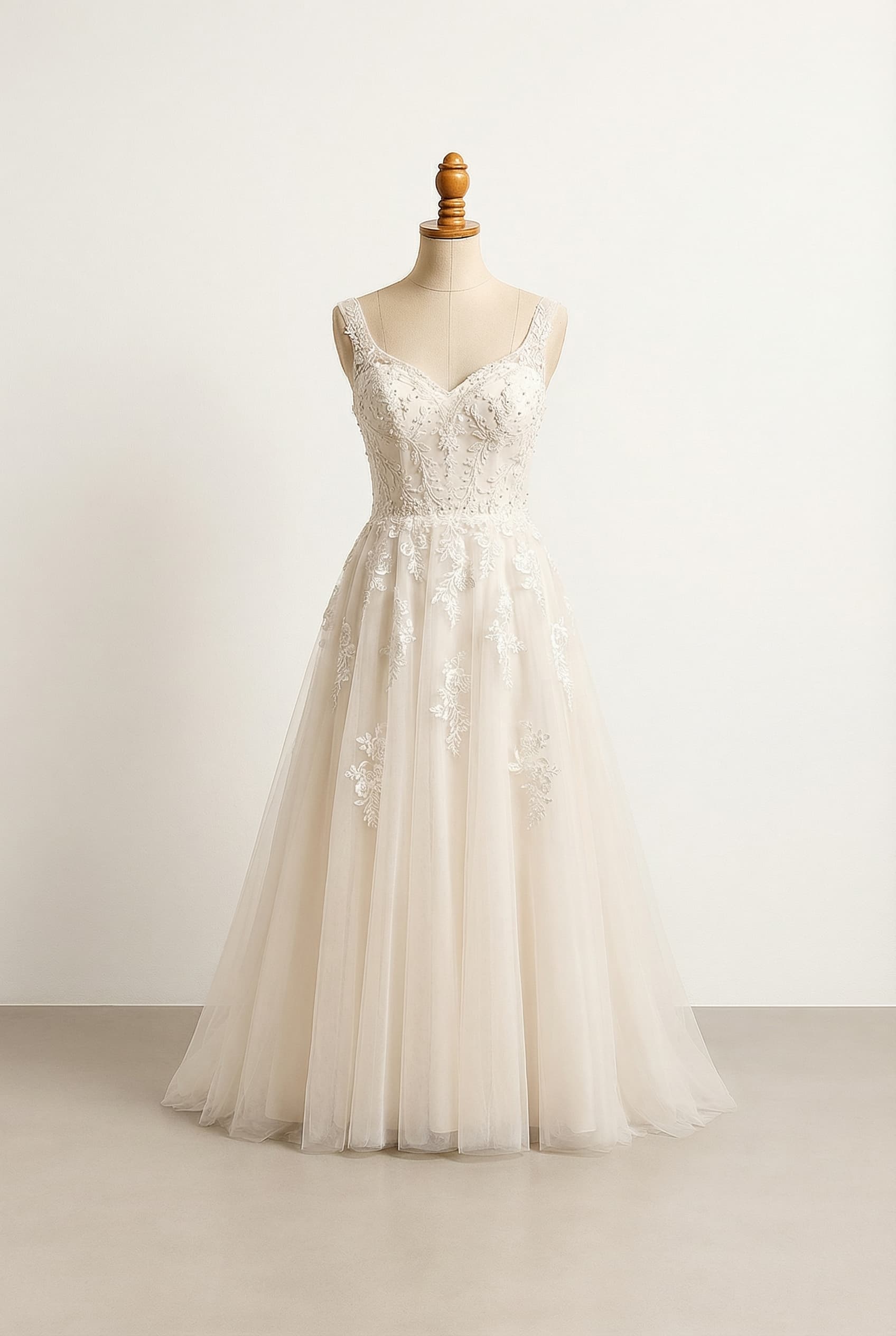A romantic wedding dress with elegant details