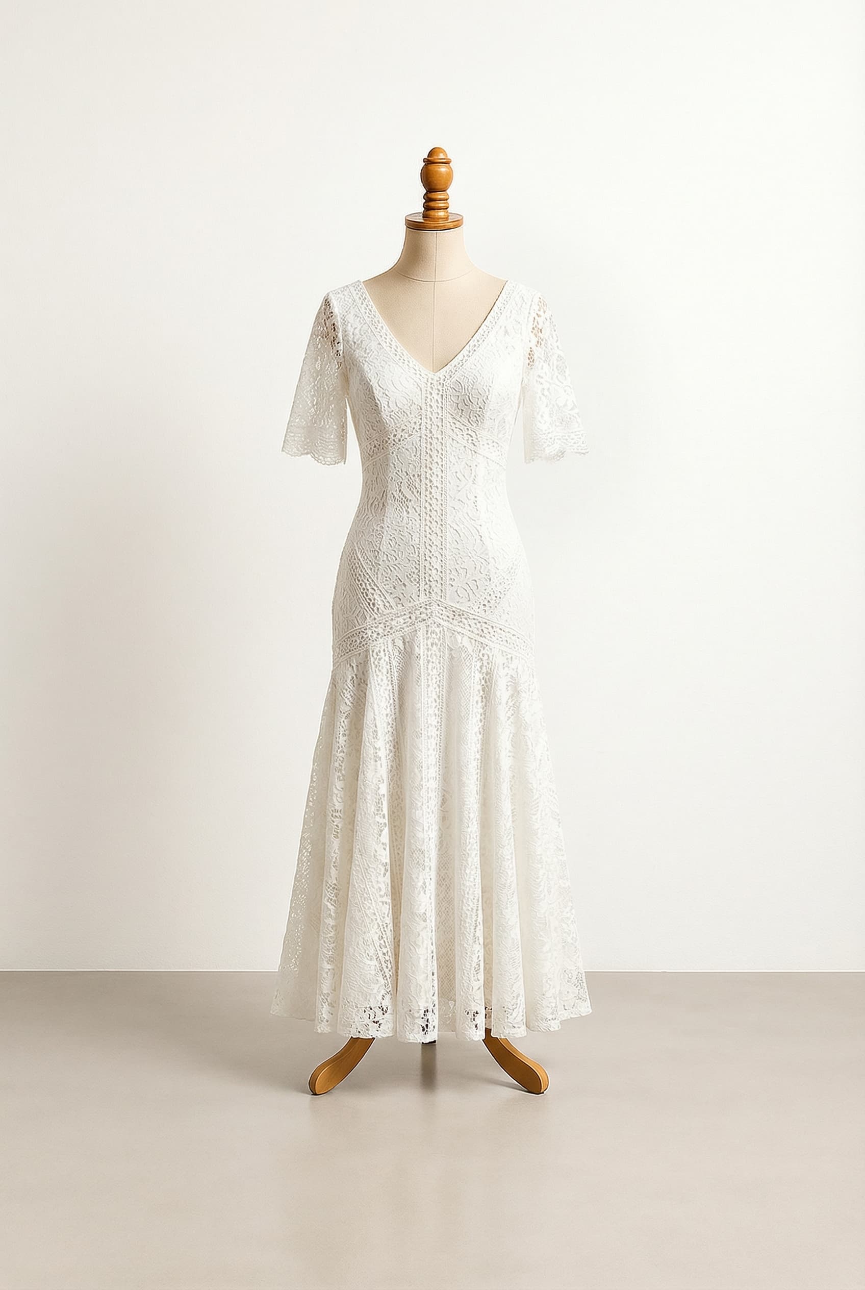 A romantic wedding dress with elegant details