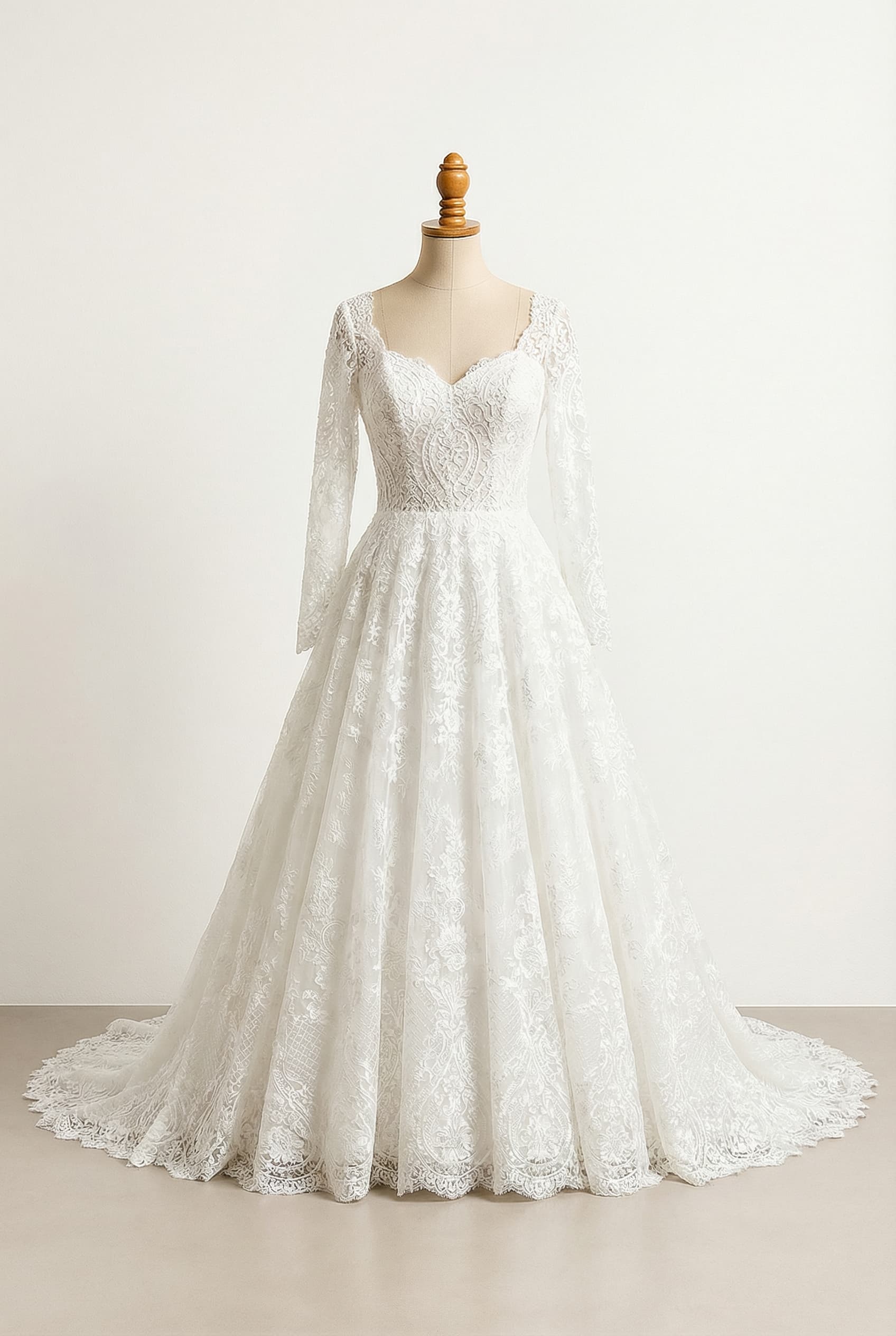 A romantic wedding dress with elegant details