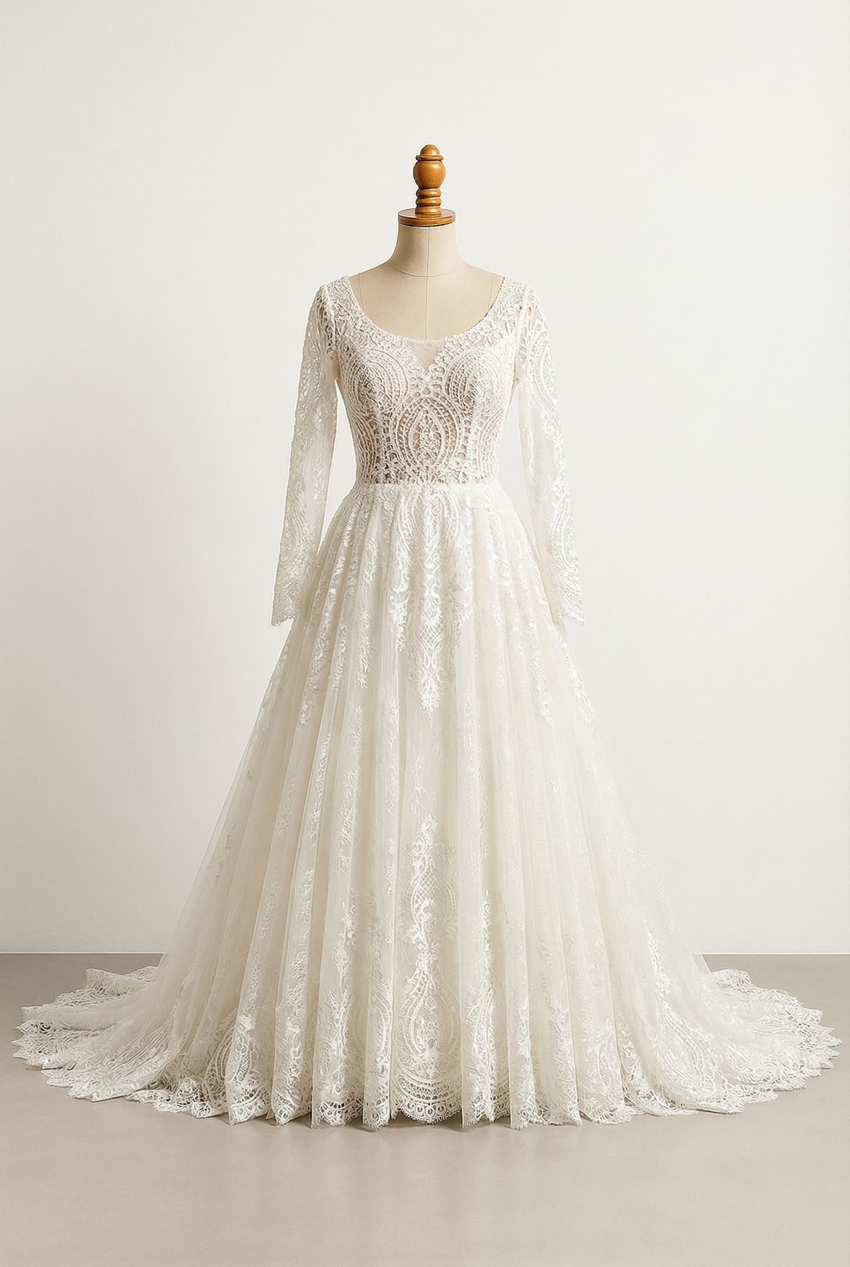 A romantic wedding dress with elegant details