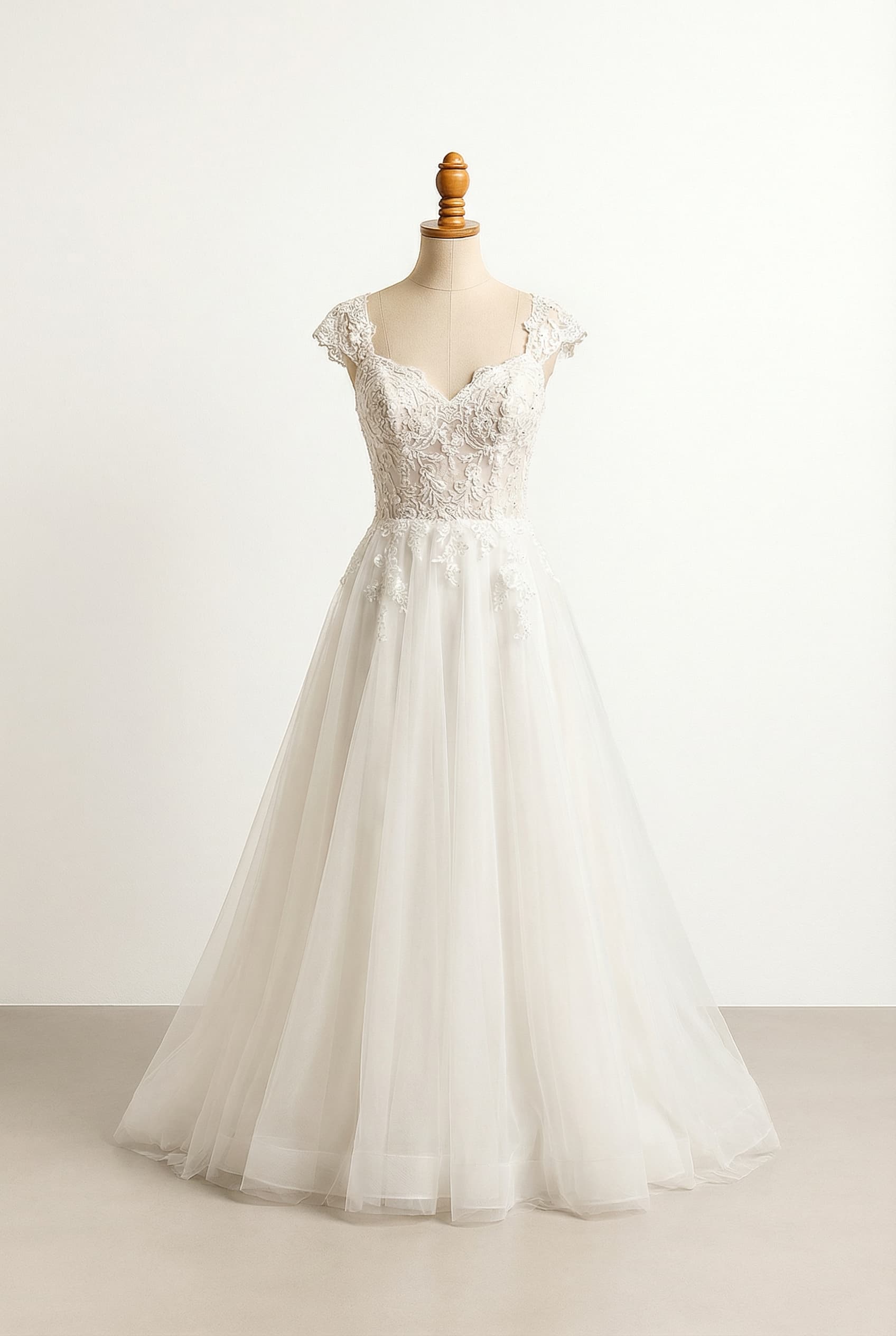 A romantic wedding dress with elegant details