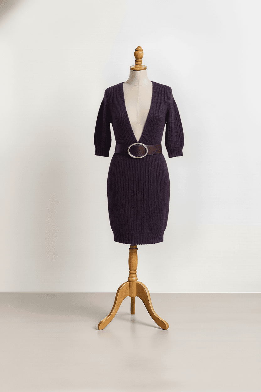 Deep purple casual dress with cotton fabric like long underwear