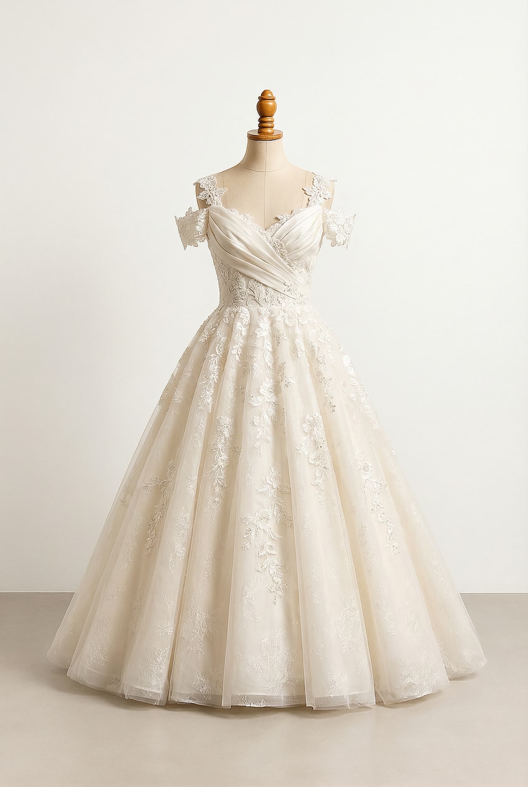 A romantic wedding dress with elegant details