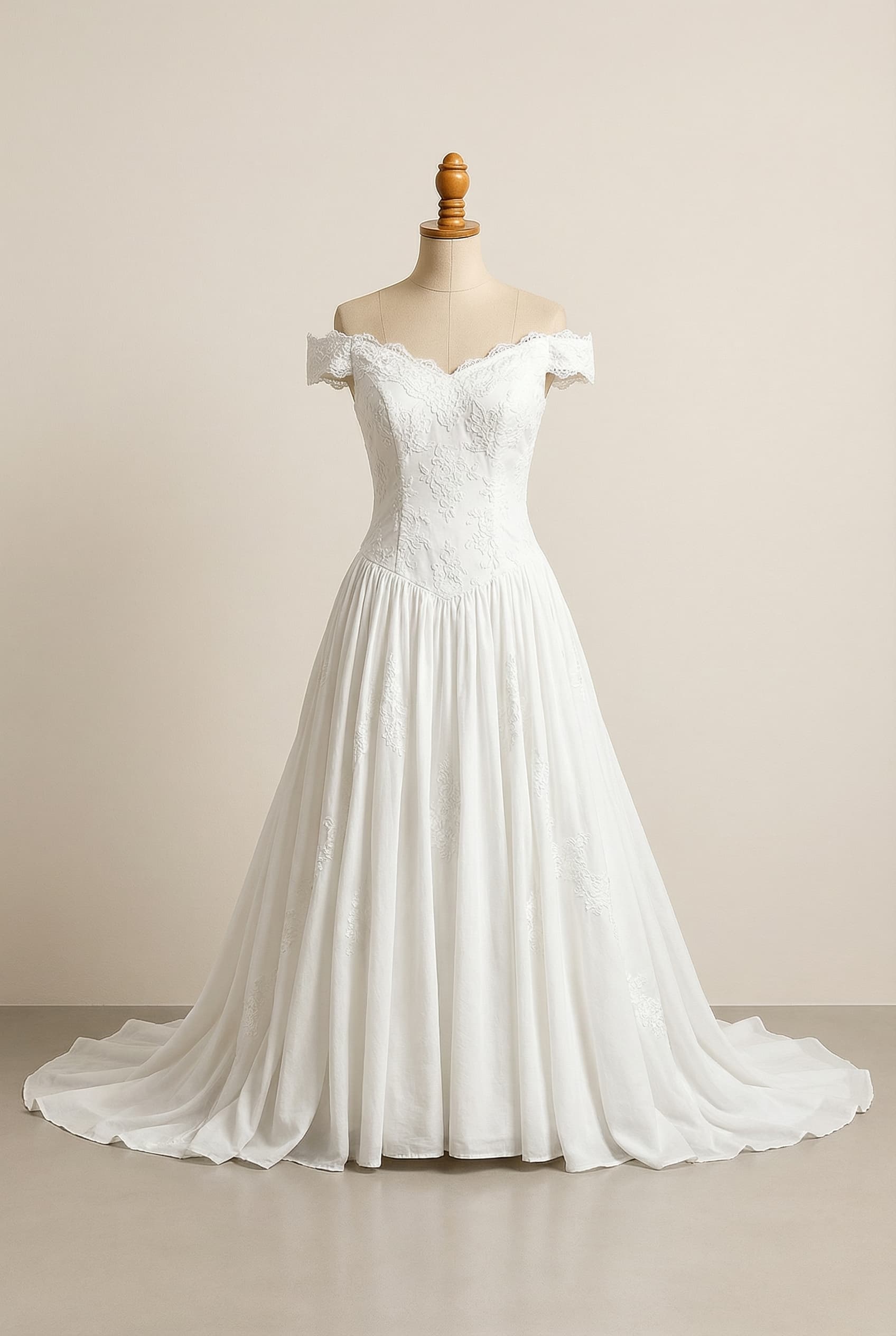 A romantic wedding dress with elegant details