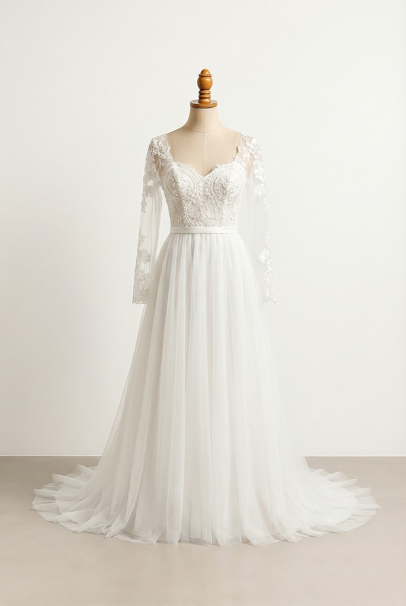 A romantic wedding dress with elegant details