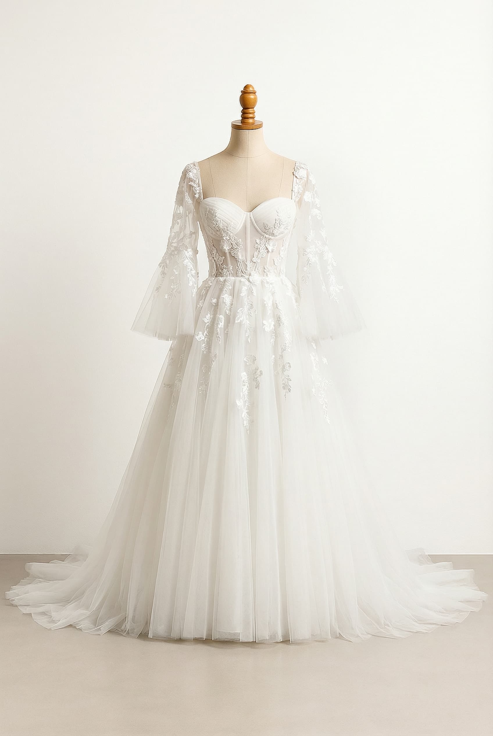 A romantic wedding dress with elegant details