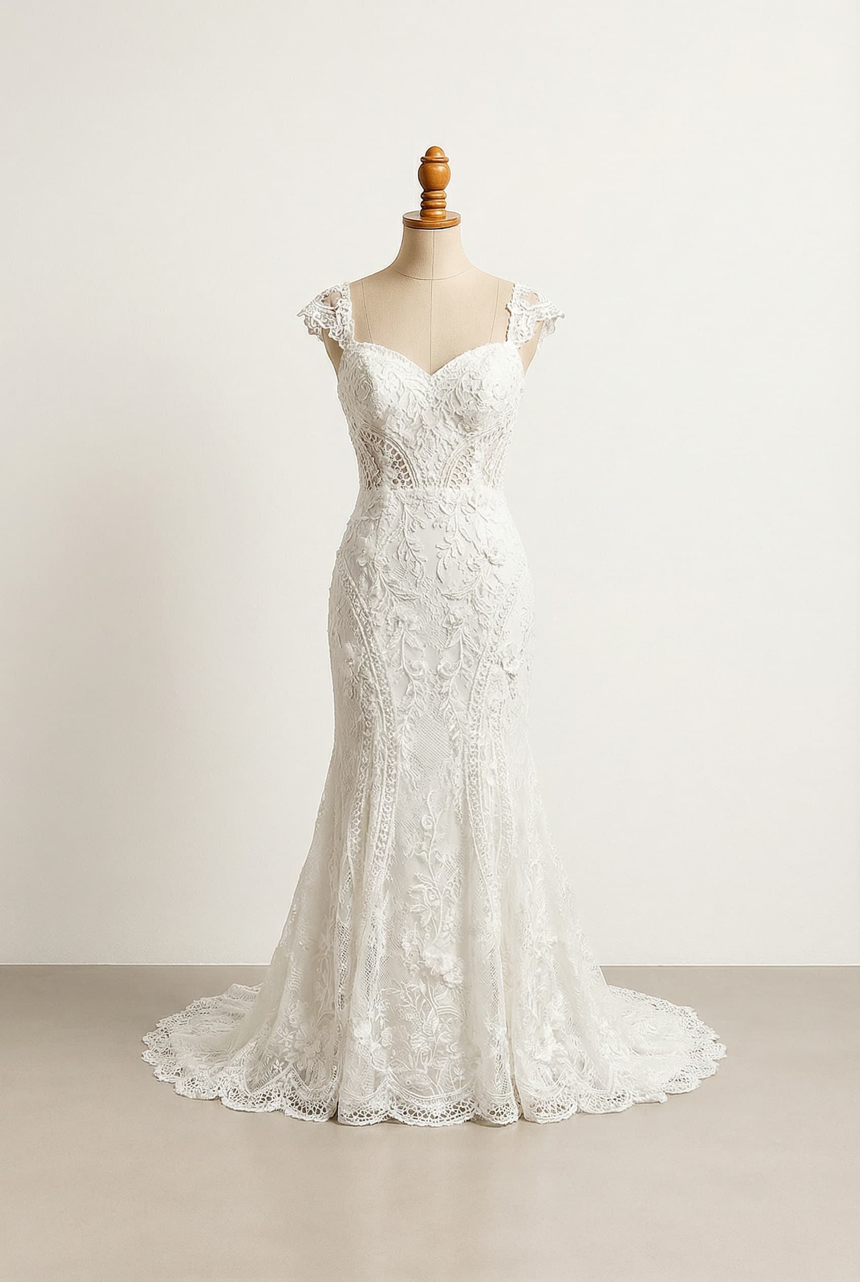 A romantic wedding dress with elegant details