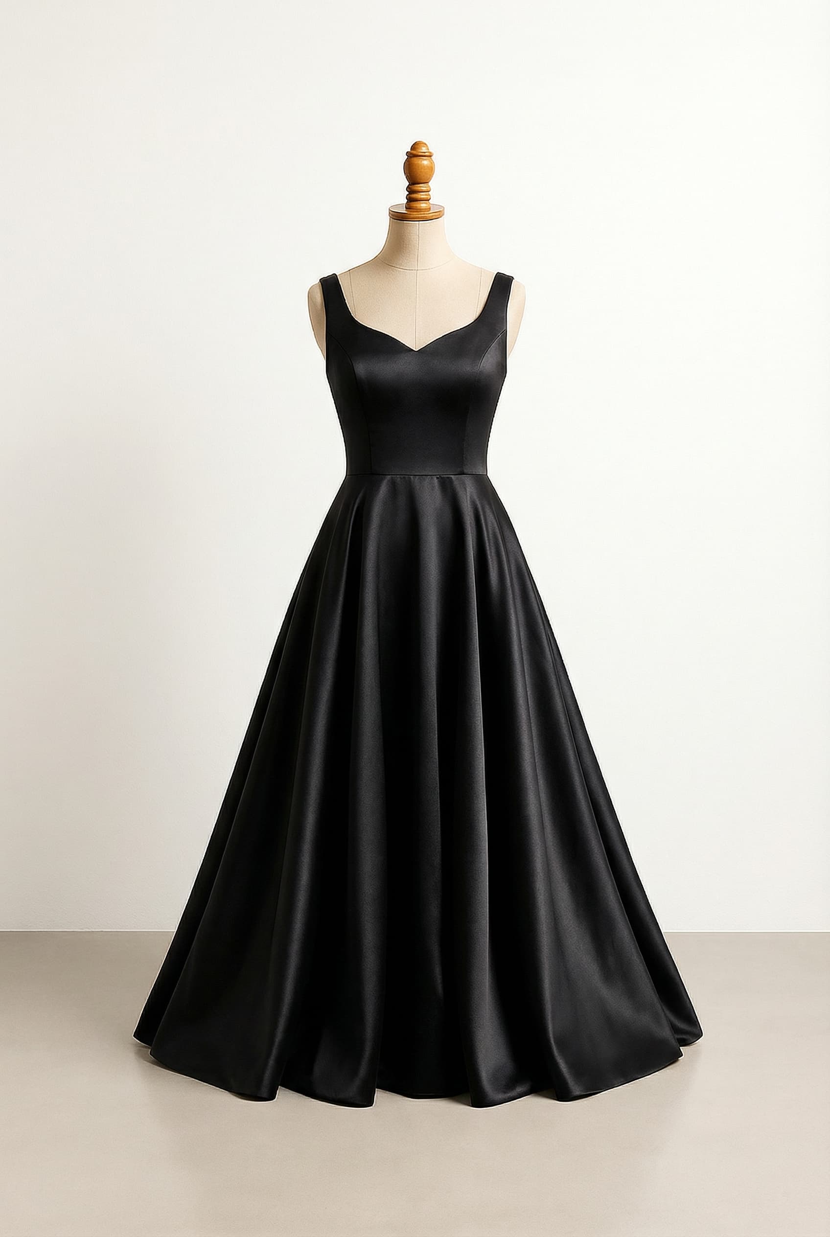 I want a balanced prom dress, black color, and a ball gown silhouette.