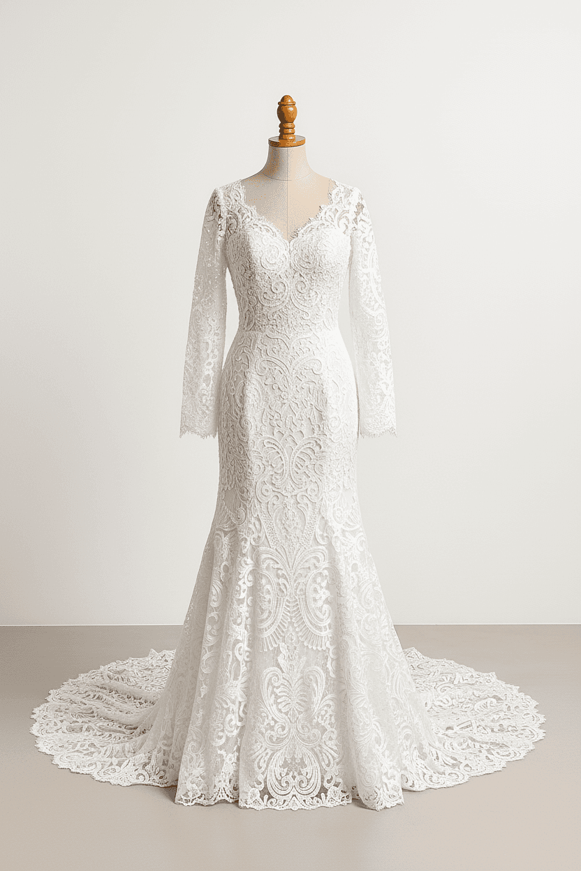 A romantic wedding dress with elegant details