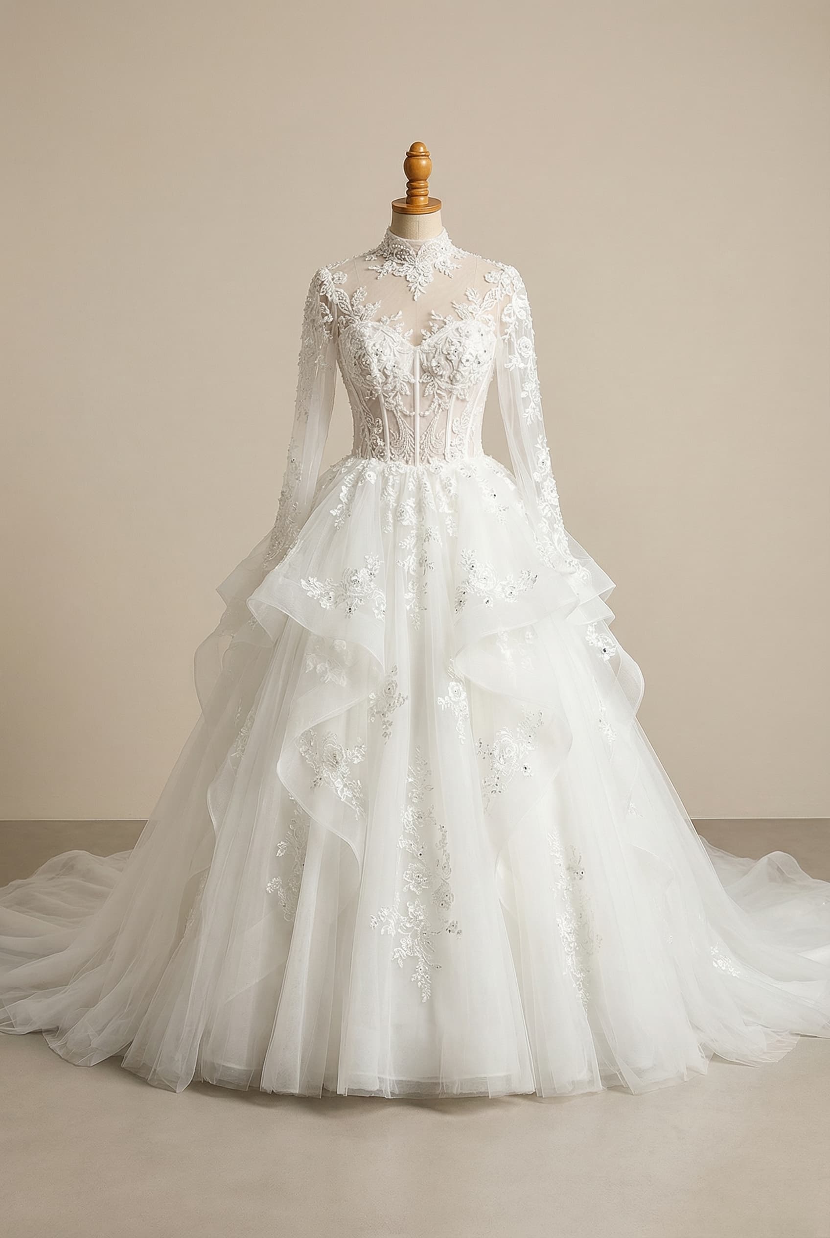 A romantic wedding dress with elegant details