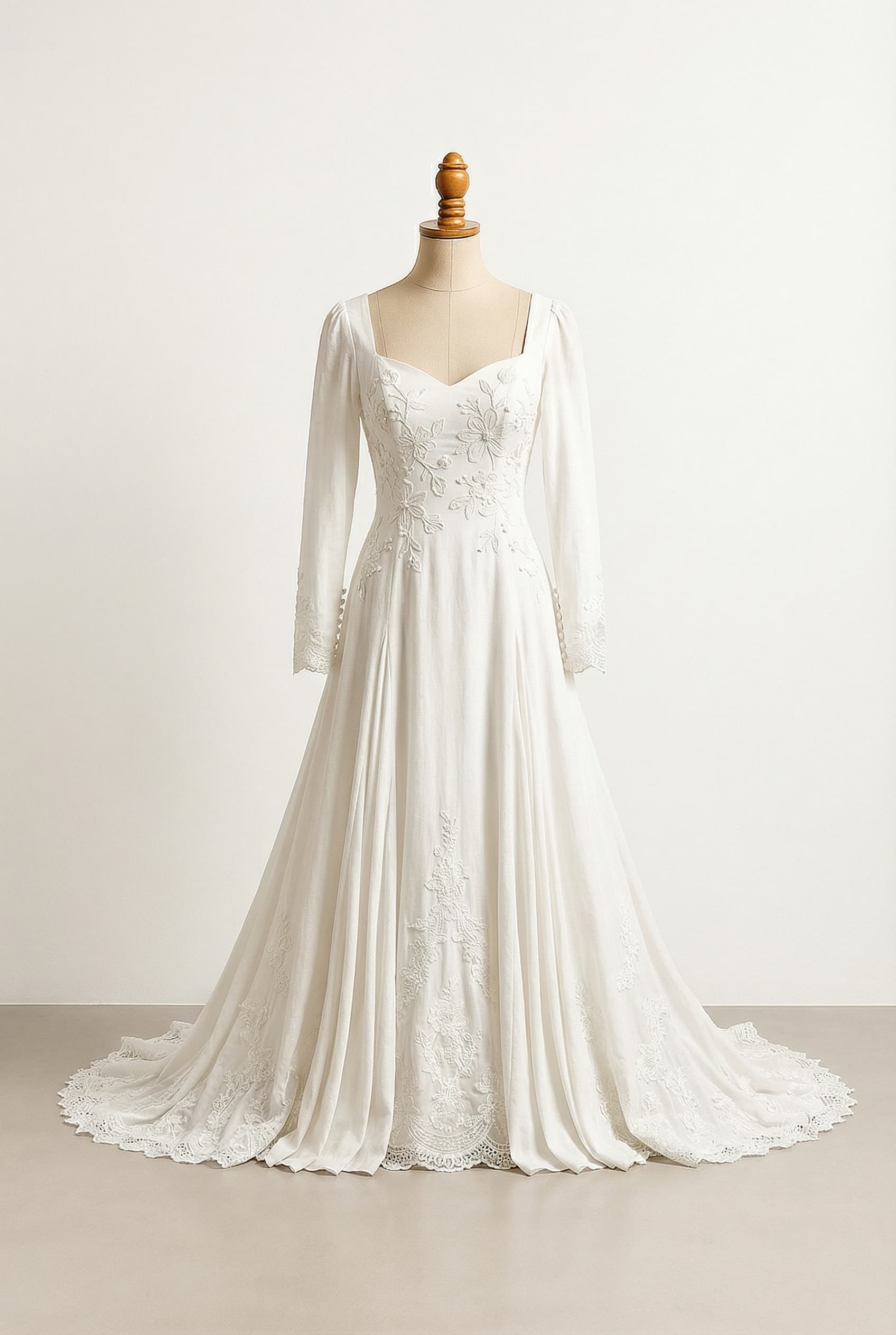 A romantic wedding dress with elegant details