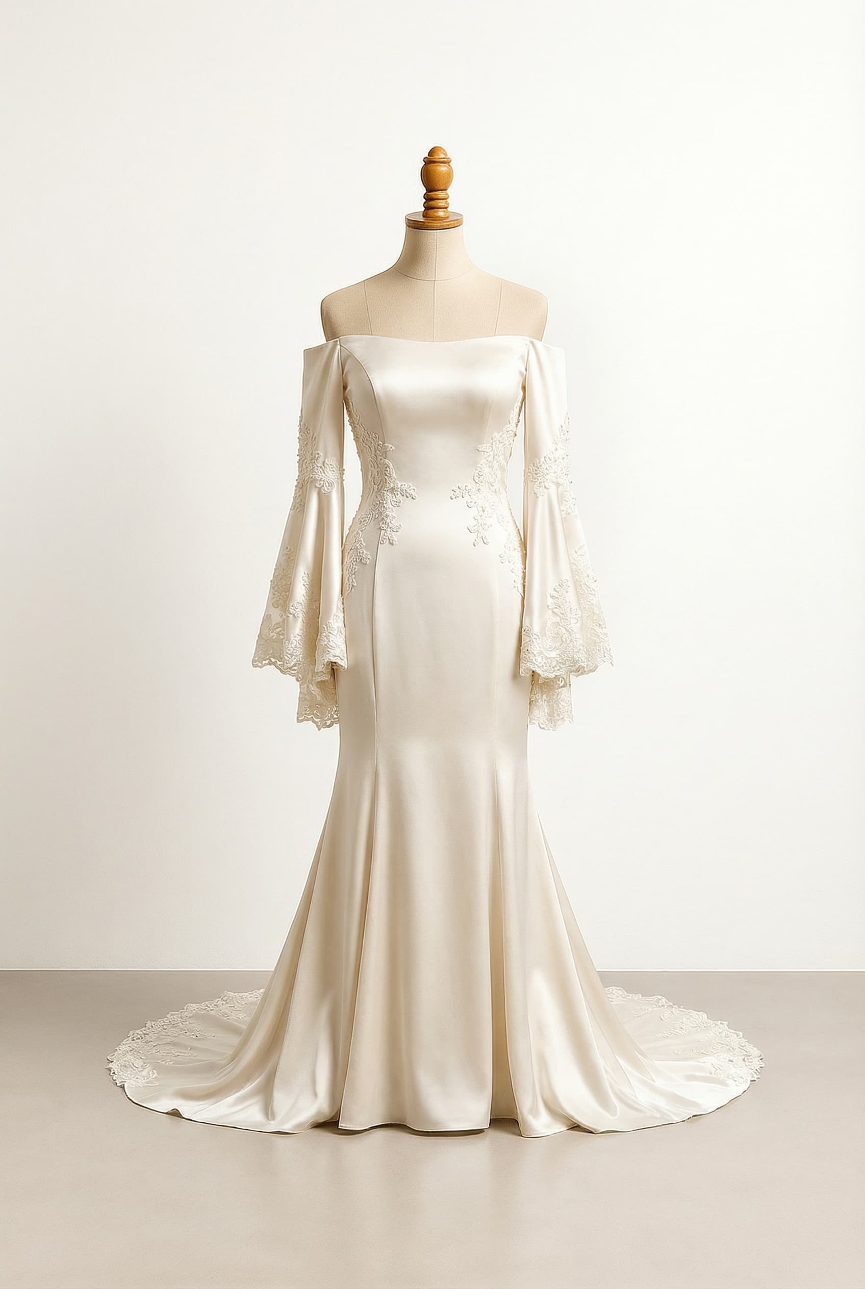 A romantic wedding dress with elegant details