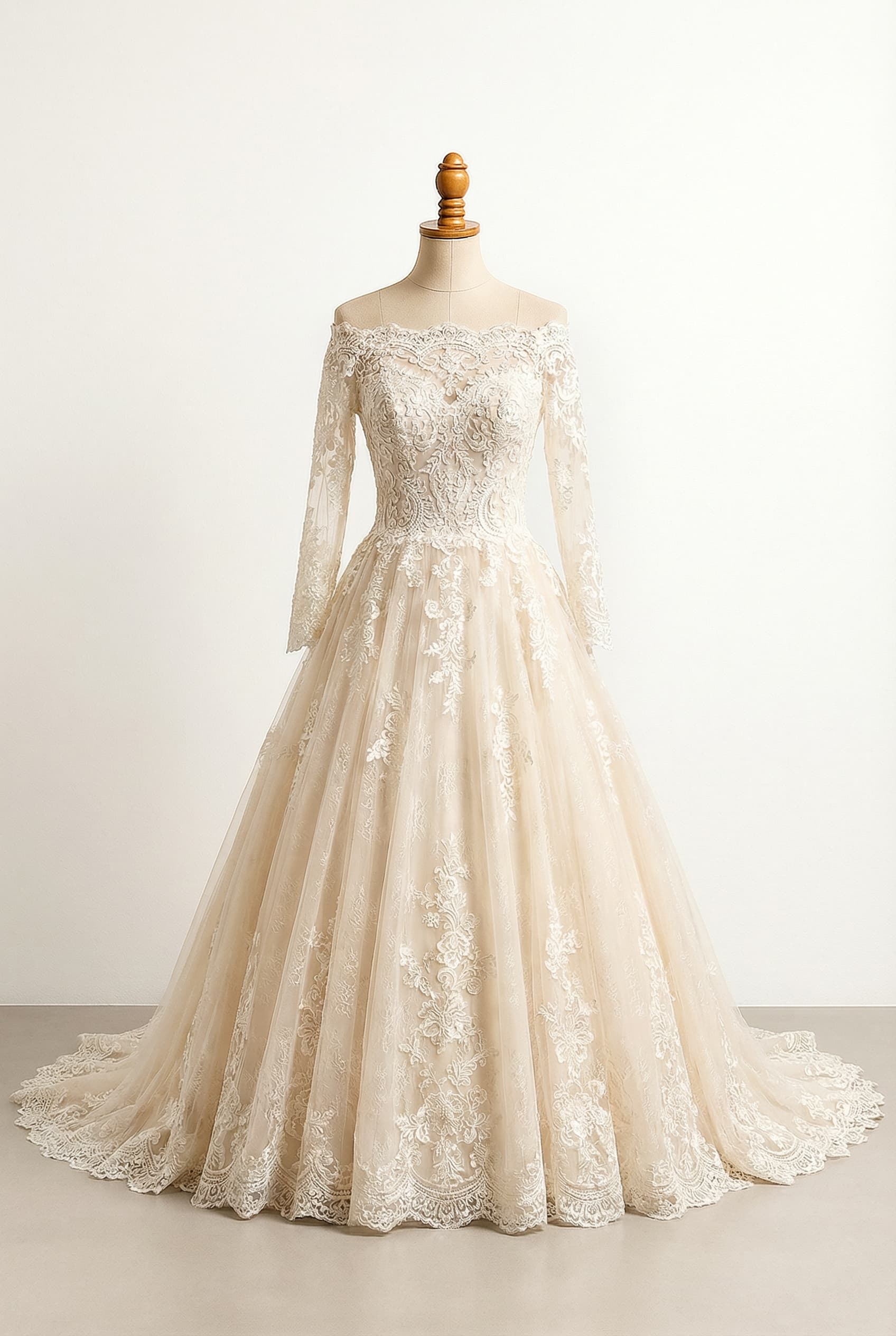 A romantic wedding dress with elegant details