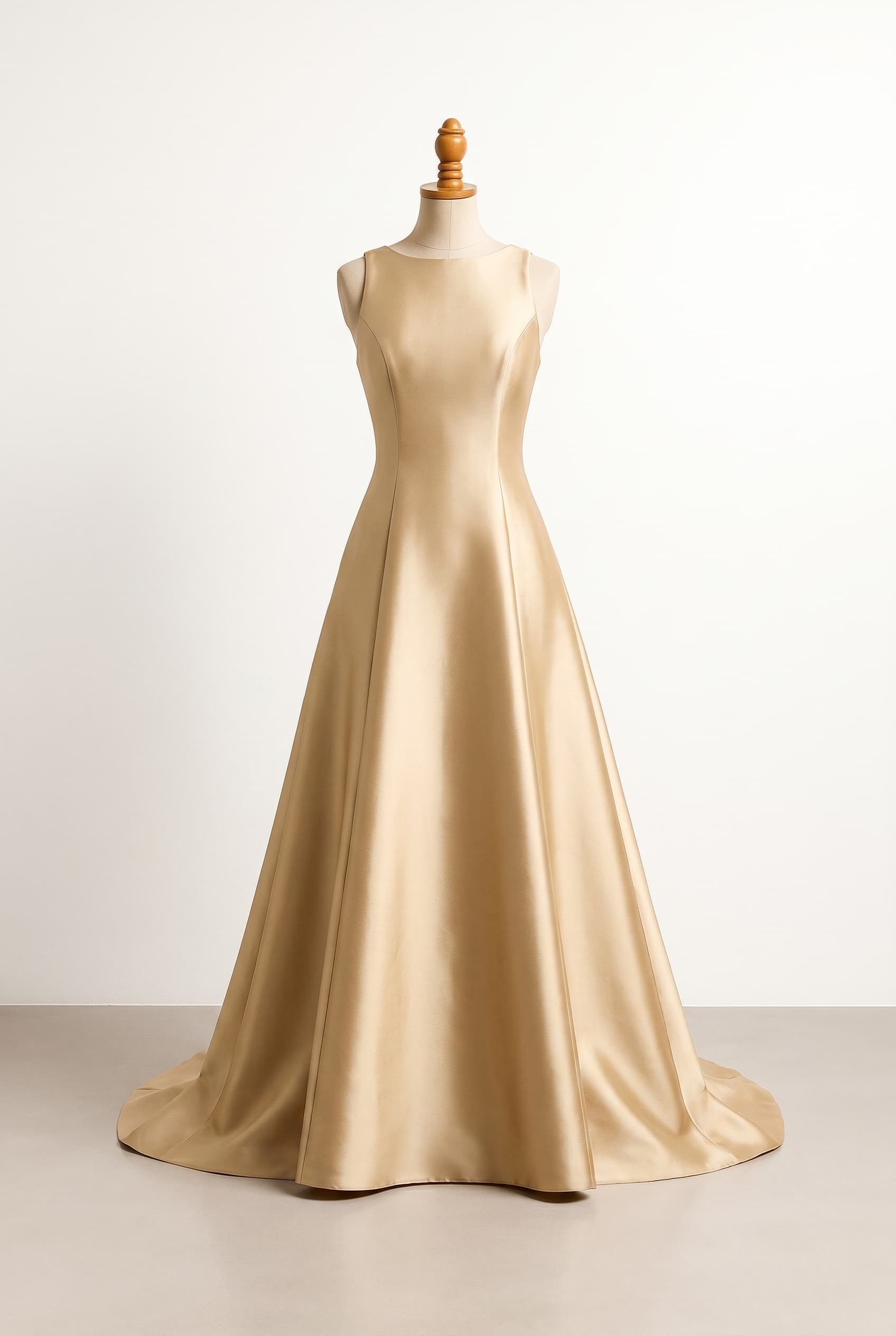 A clean, modern, and structured formal gown that creates a powerful impression. Focused on architectural lines and a balanced coverage level. Requires minimal maintenance during movement. Avoids lace or sheer elements for a solid, high-fashion impact.; comfort boundary: supportive bodice with bra-friendly coverage; avoid strapless designs; movement need: easy to dance in; priority: comfort matters most