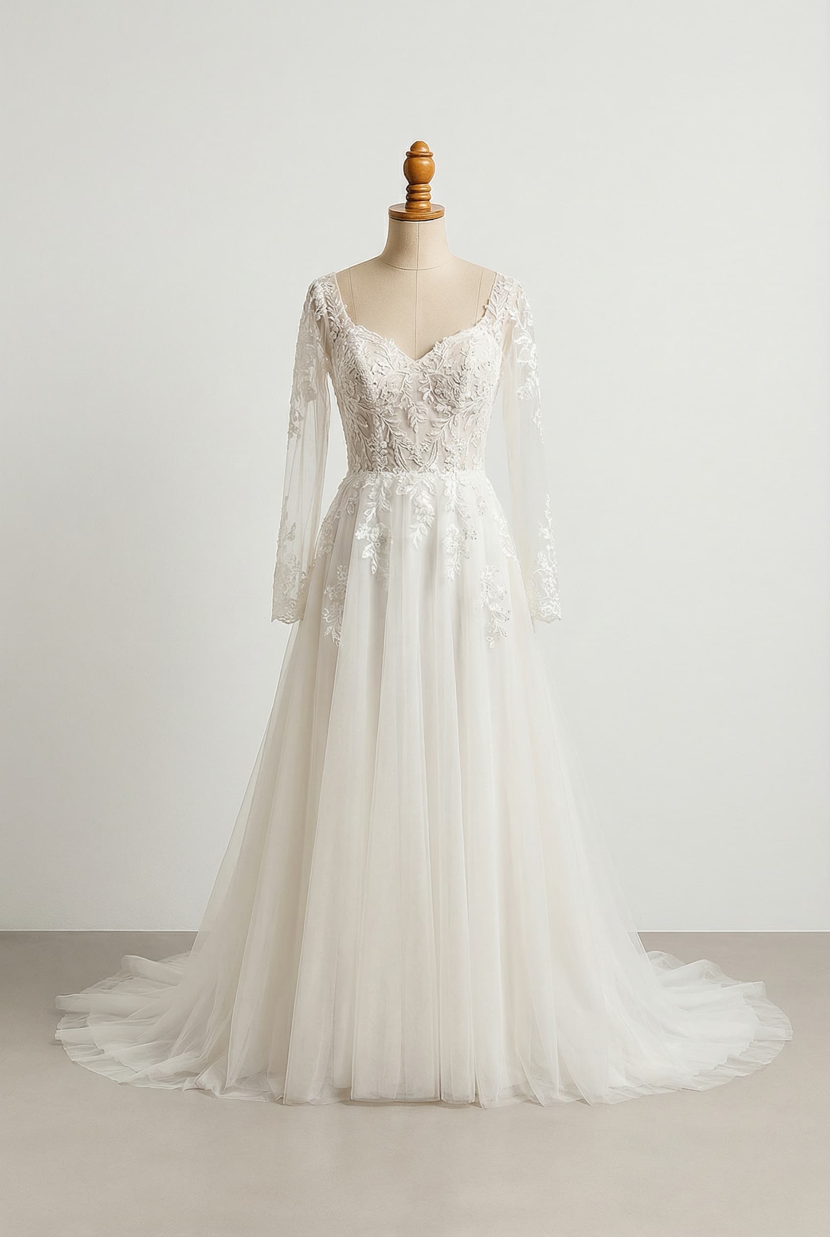 A romantic wedding dress with elegant details