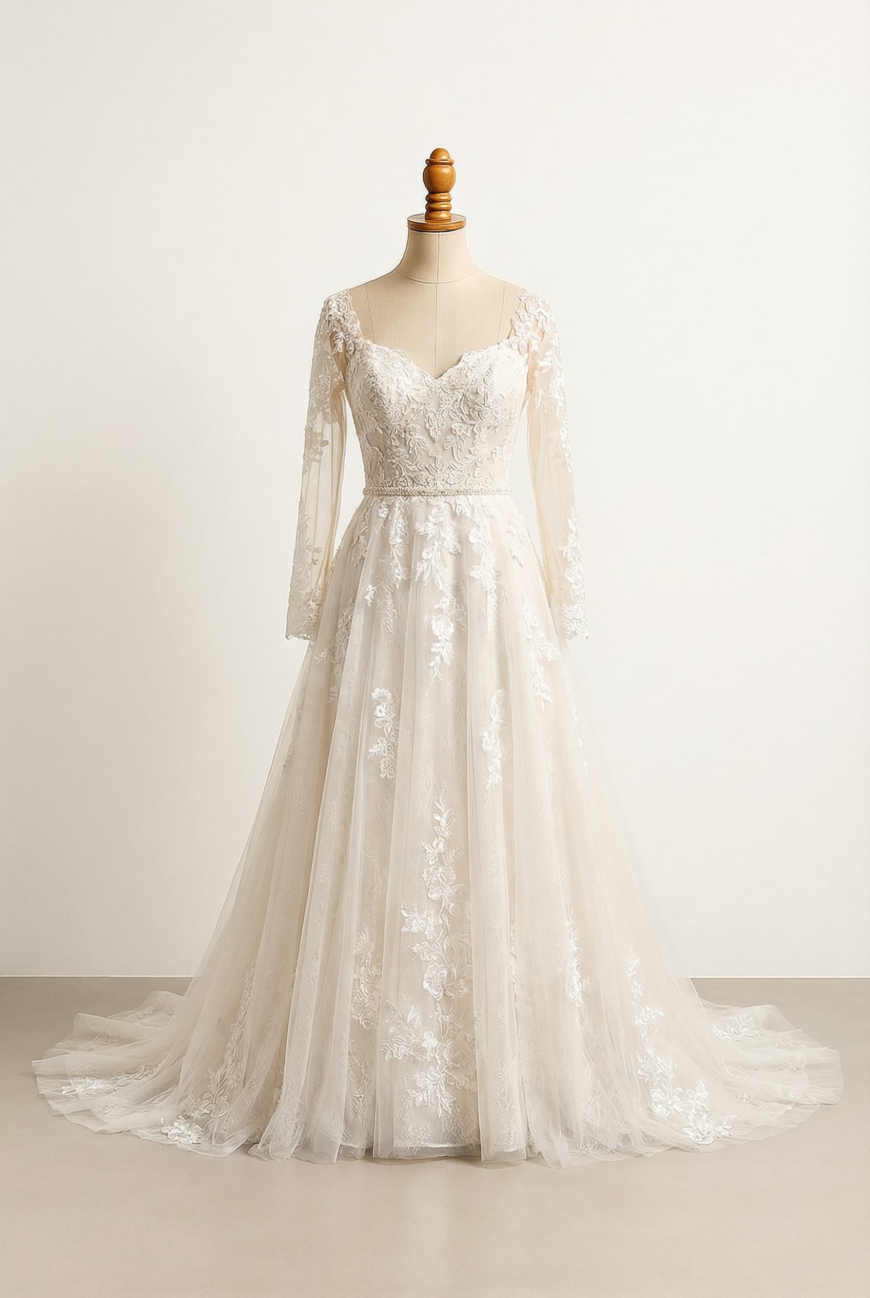 A romantic wedding dress with elegant details