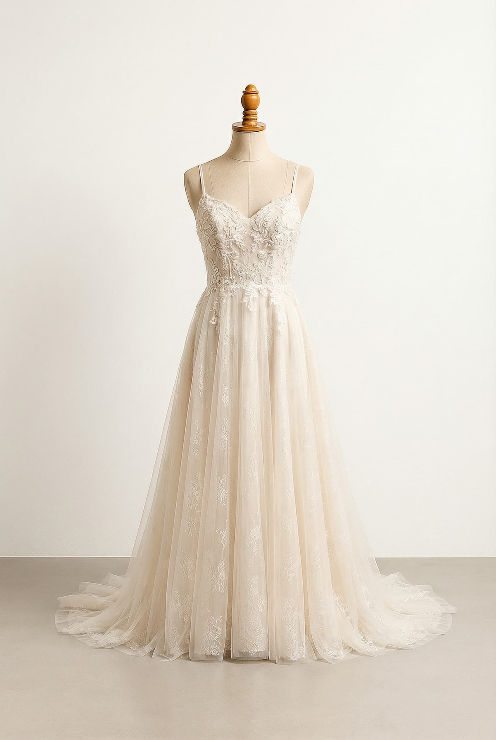 A romantic wedding dress with elegant details