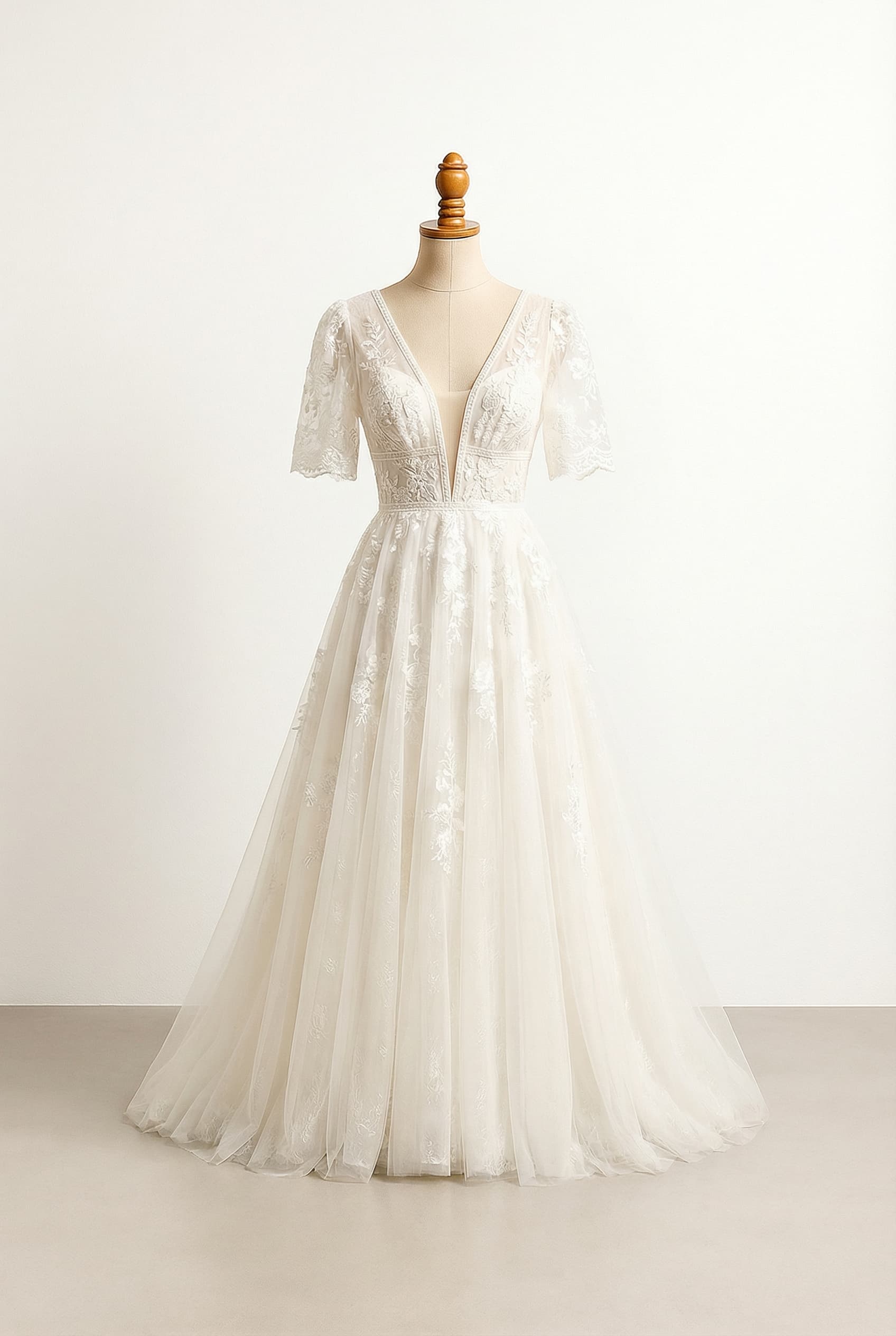 A romantic wedding dress with elegant details