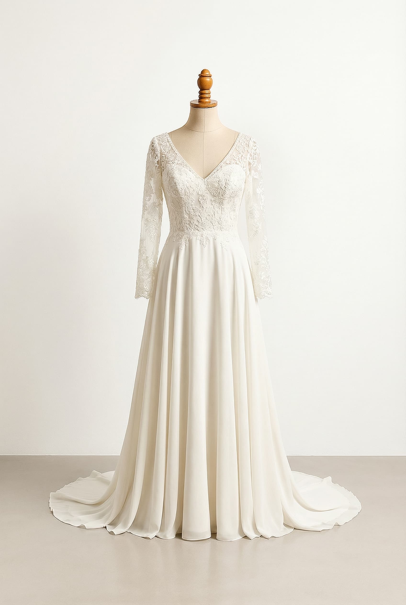 A romantic wedding dress with elegant details