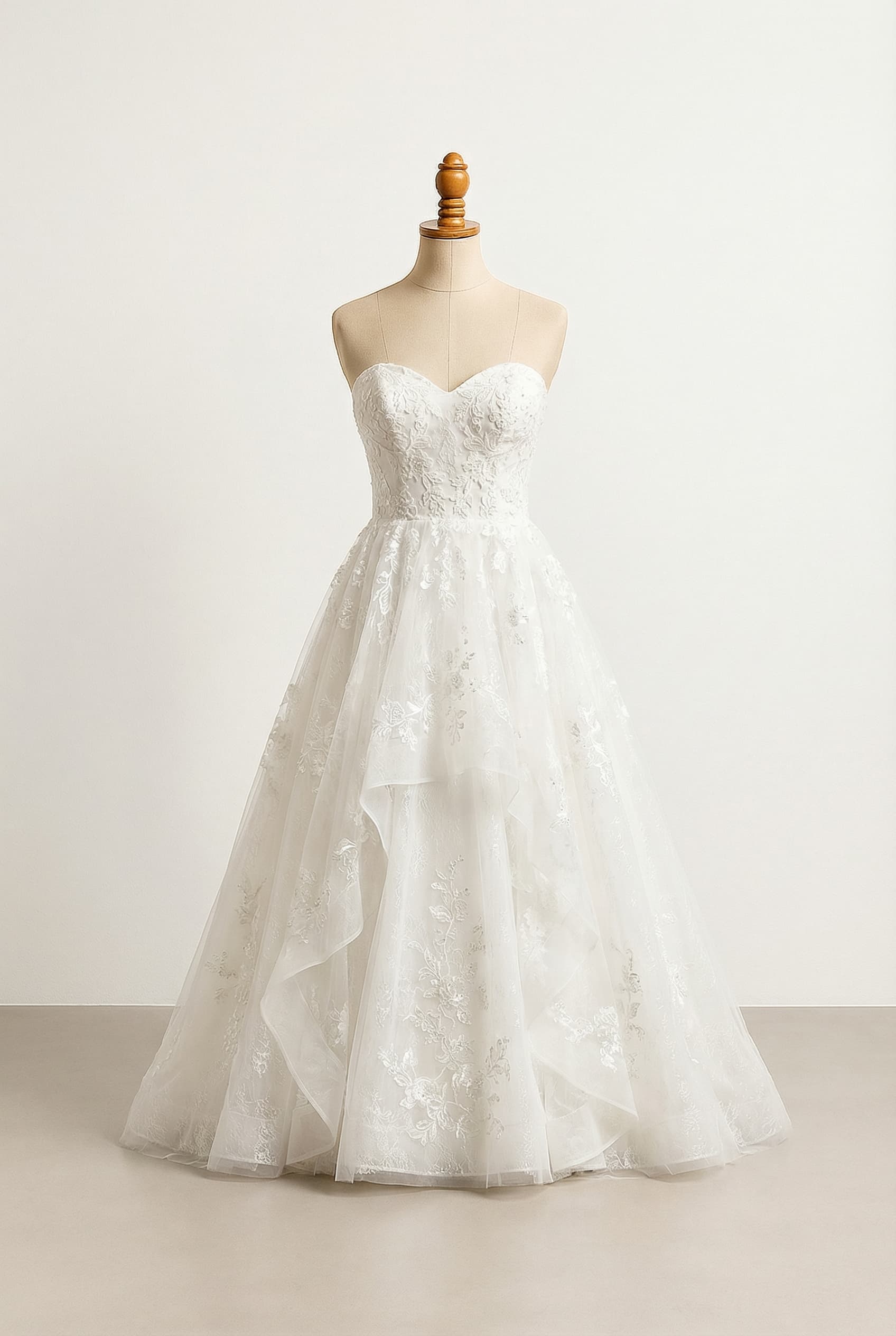 A romantic wedding dress with elegant details