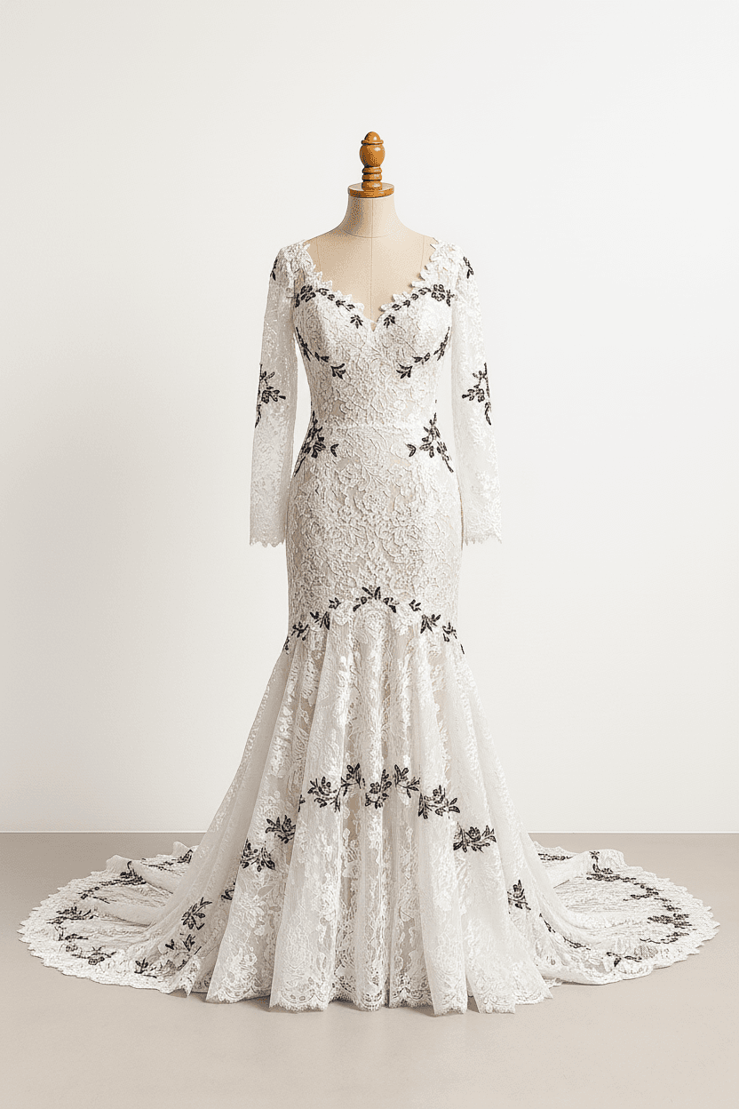 A romantic wedding dress with elegant details