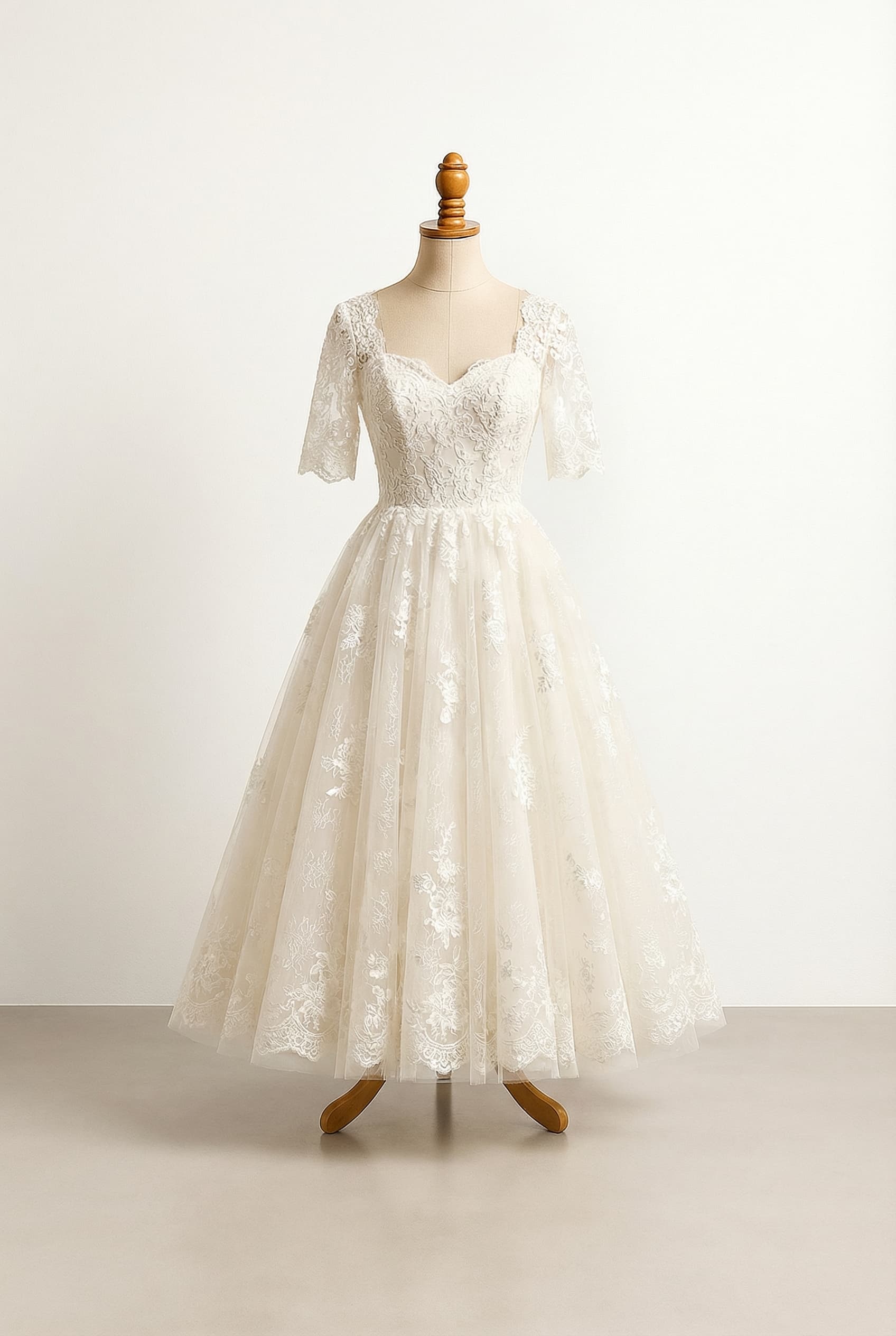 A romantic wedding dress with elegant details