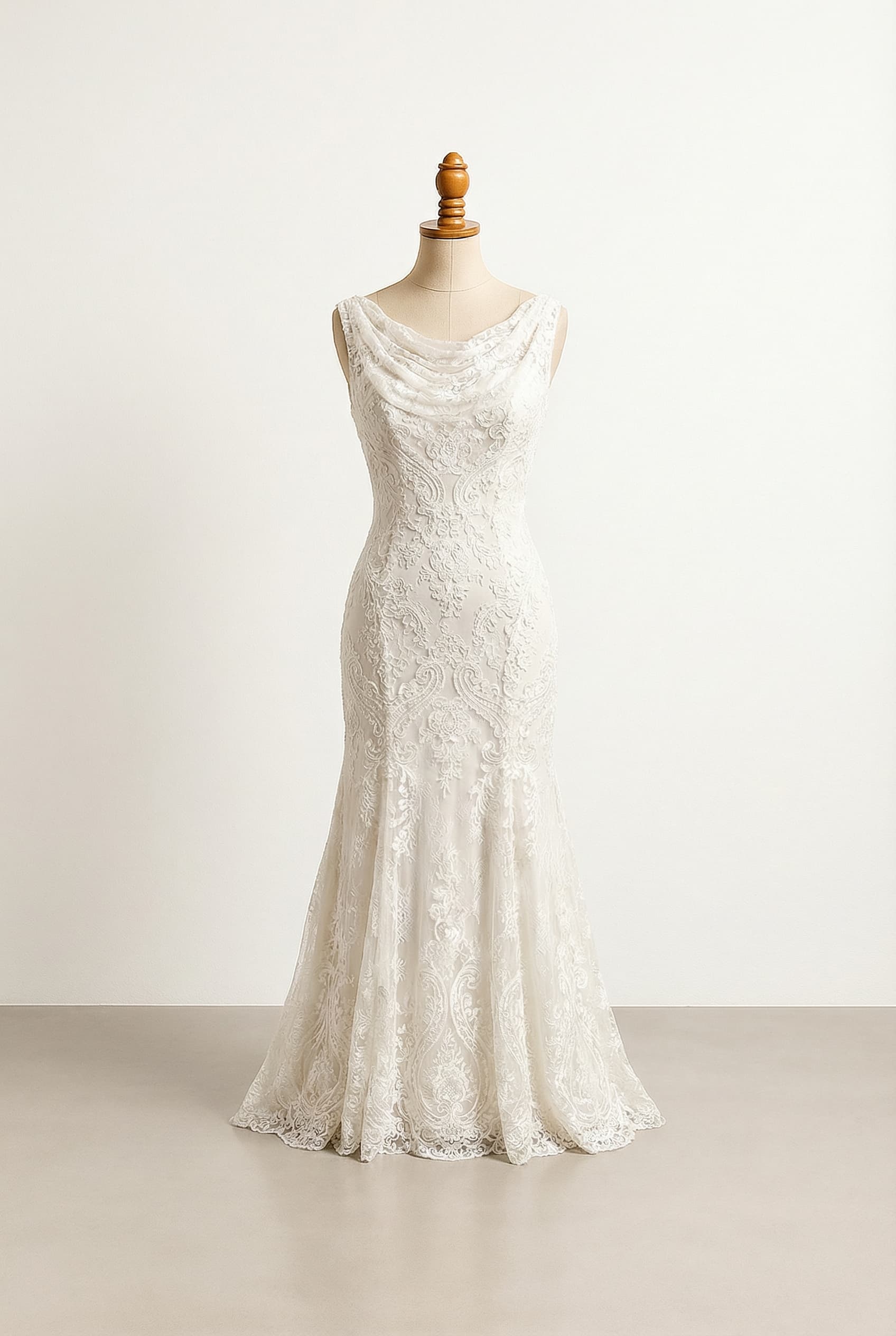 I want a balanced wedding dress that embodies timeless sophistication and delicate romance, with a princess silhouette and more volume.