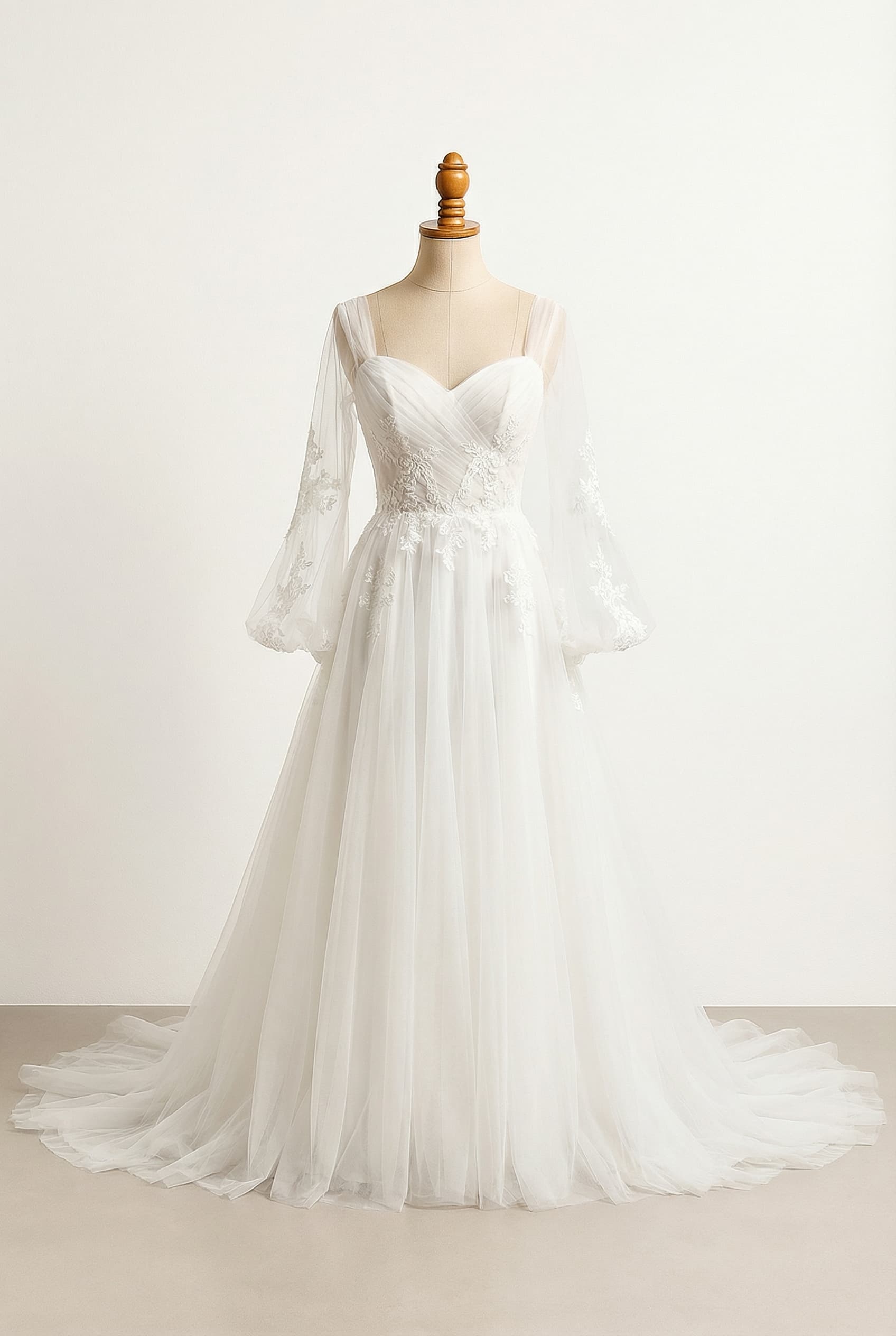 A romantic wedding dress with elegant details