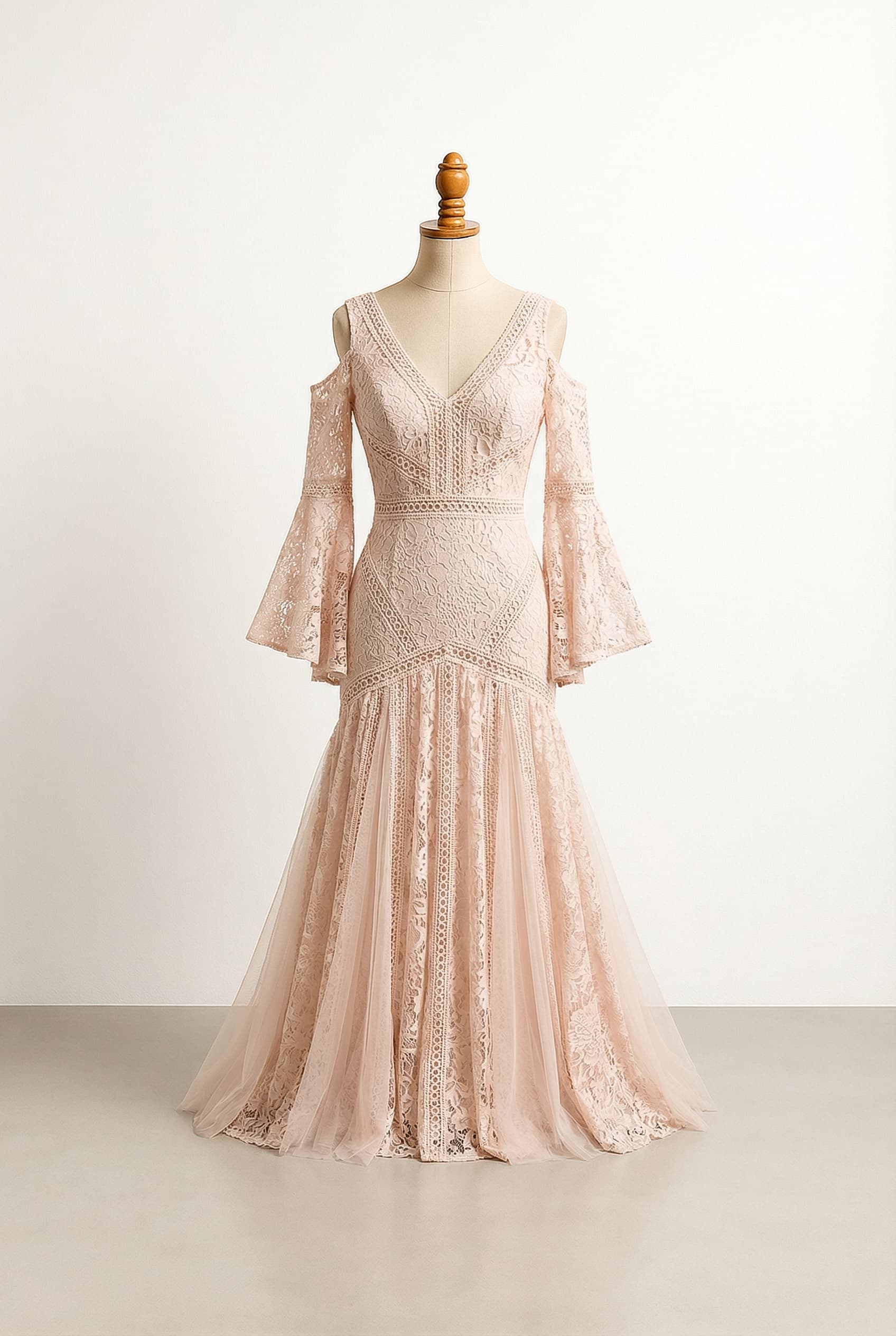 A romantic wedding dress with elegant details