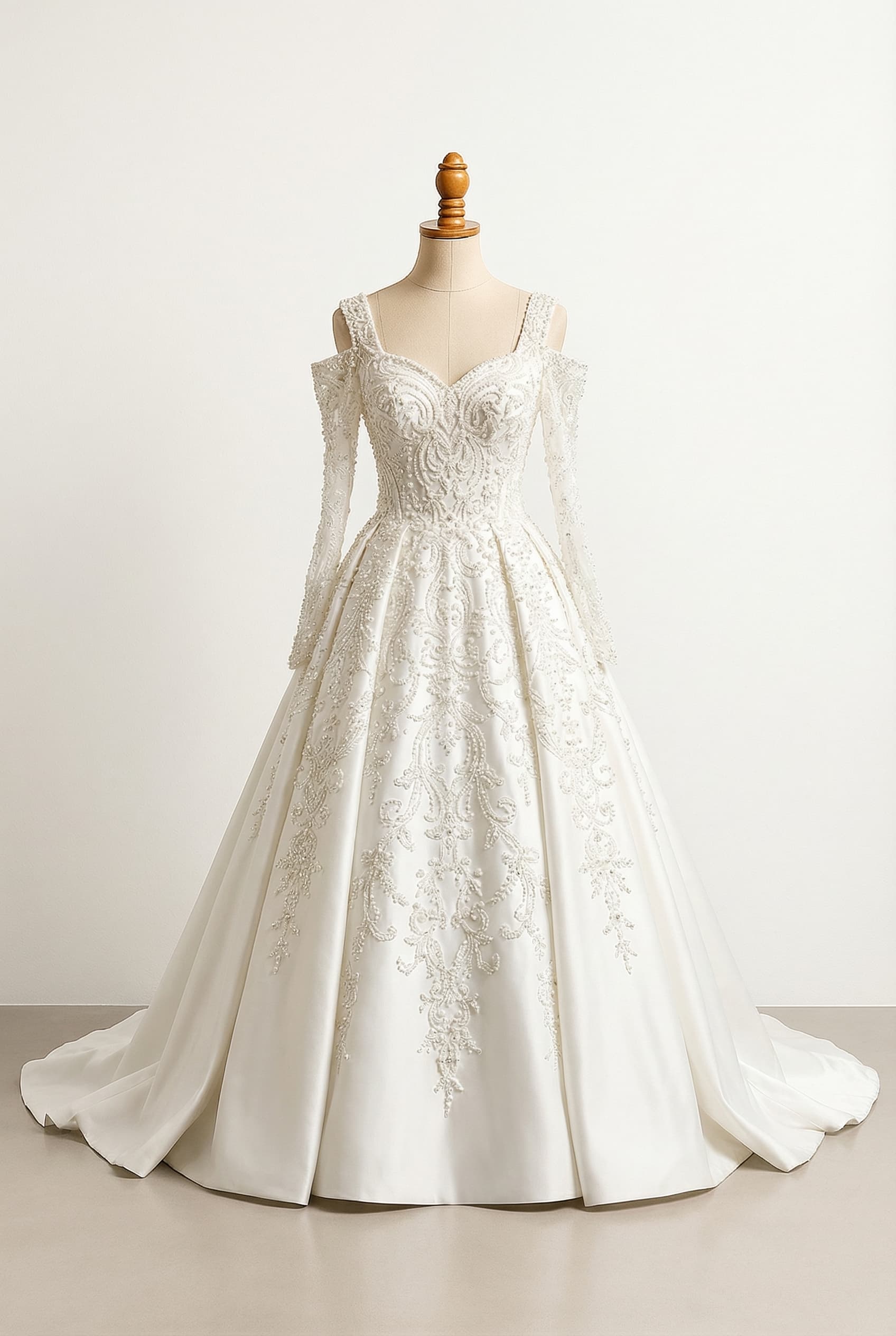 A romantic wedding dress with elegant details