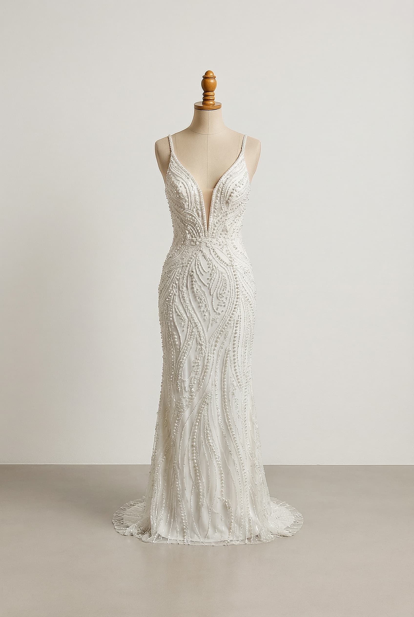 A romantic wedding dress with elegant details