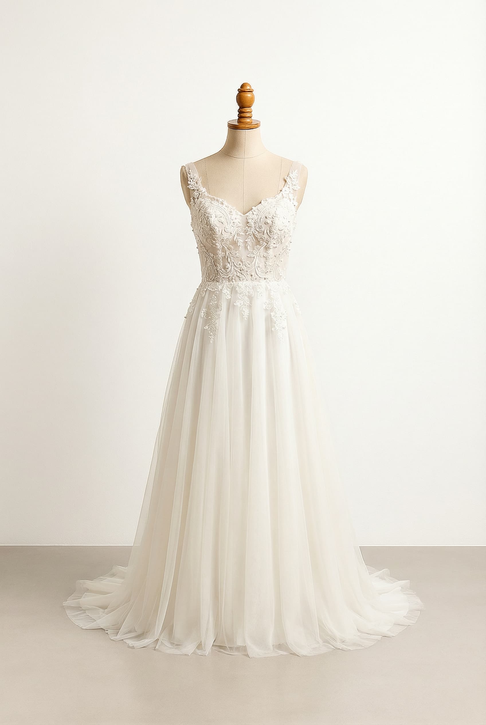 A romantic wedding dress with elegant details