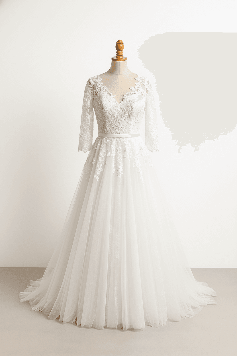 A romantic wedding dress with elegant details