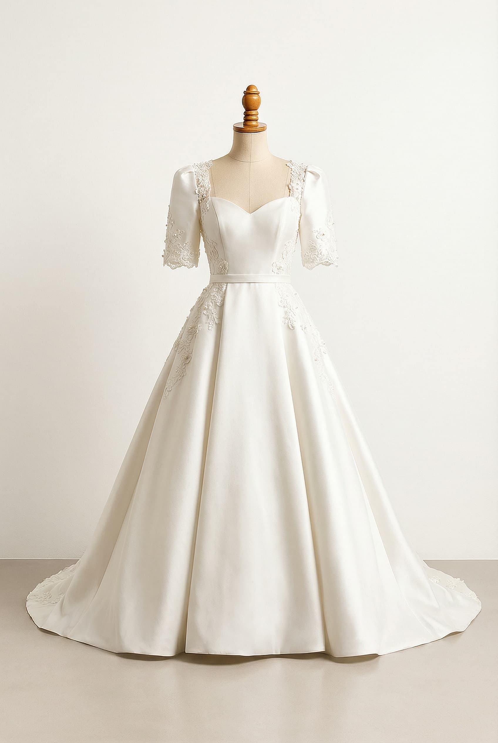 A romantic wedding dress with elegant details