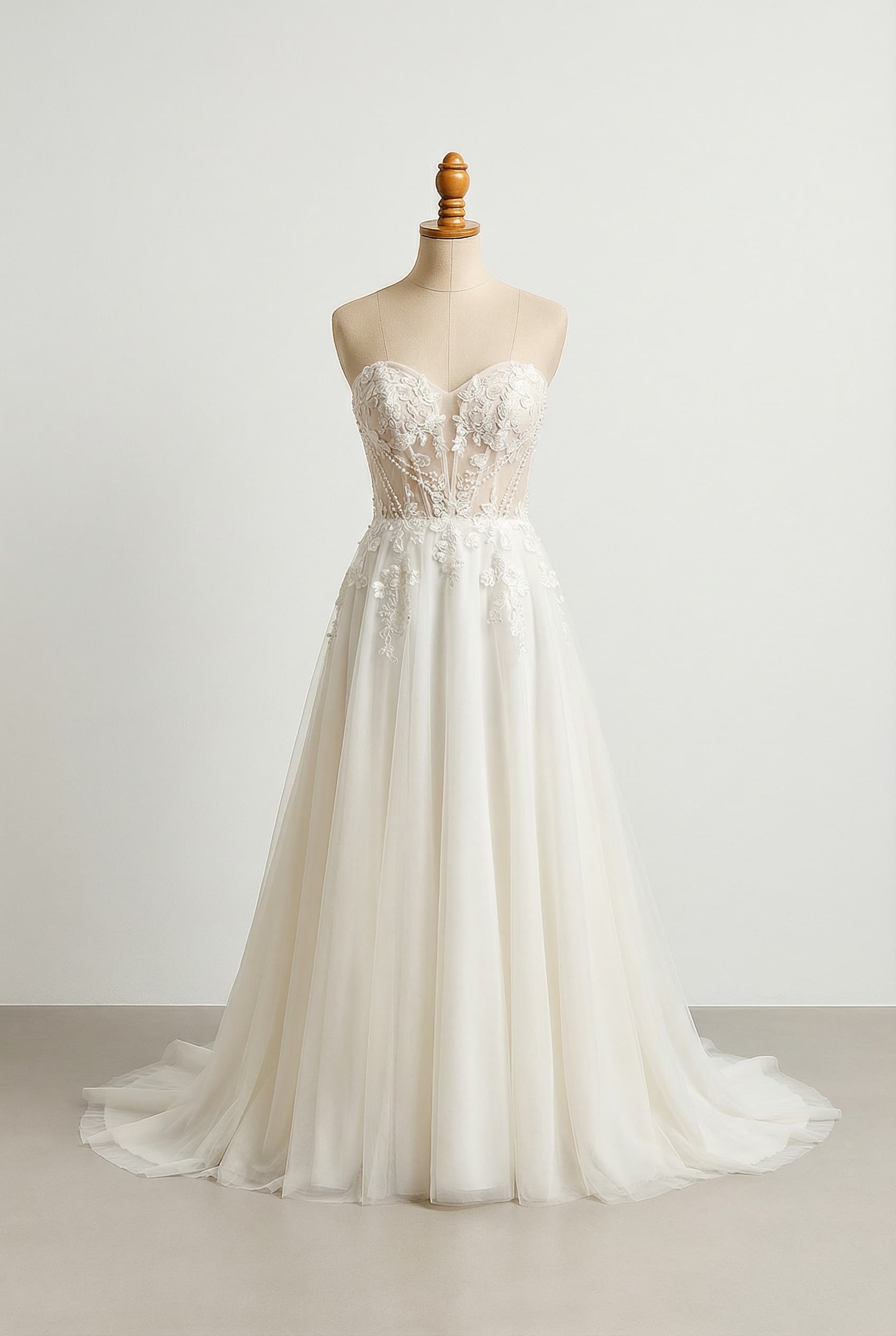 A romantic wedding dress with elegant details