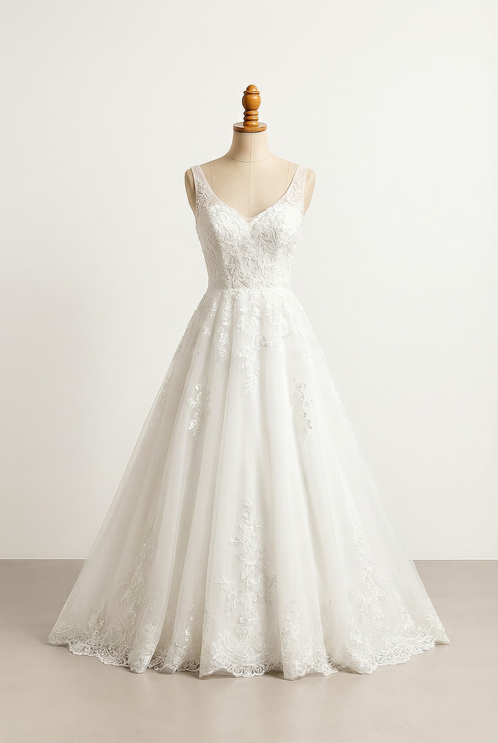 A romantic wedding dress with elegant details
