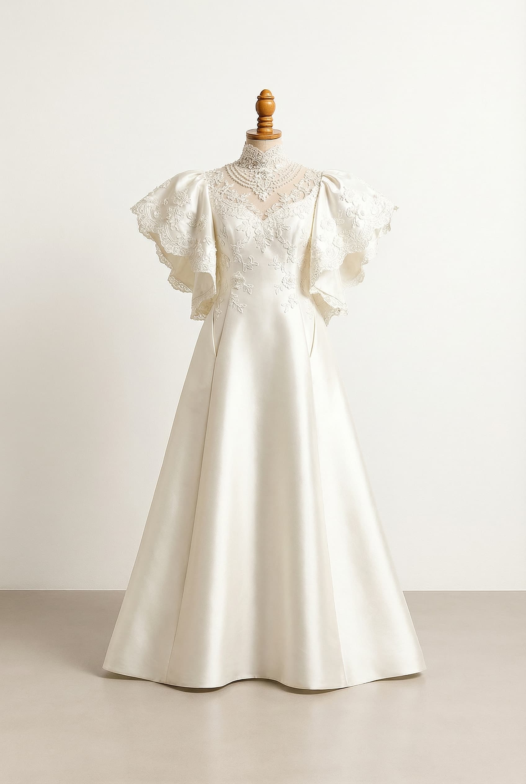 A romantic wedding dress with elegant details