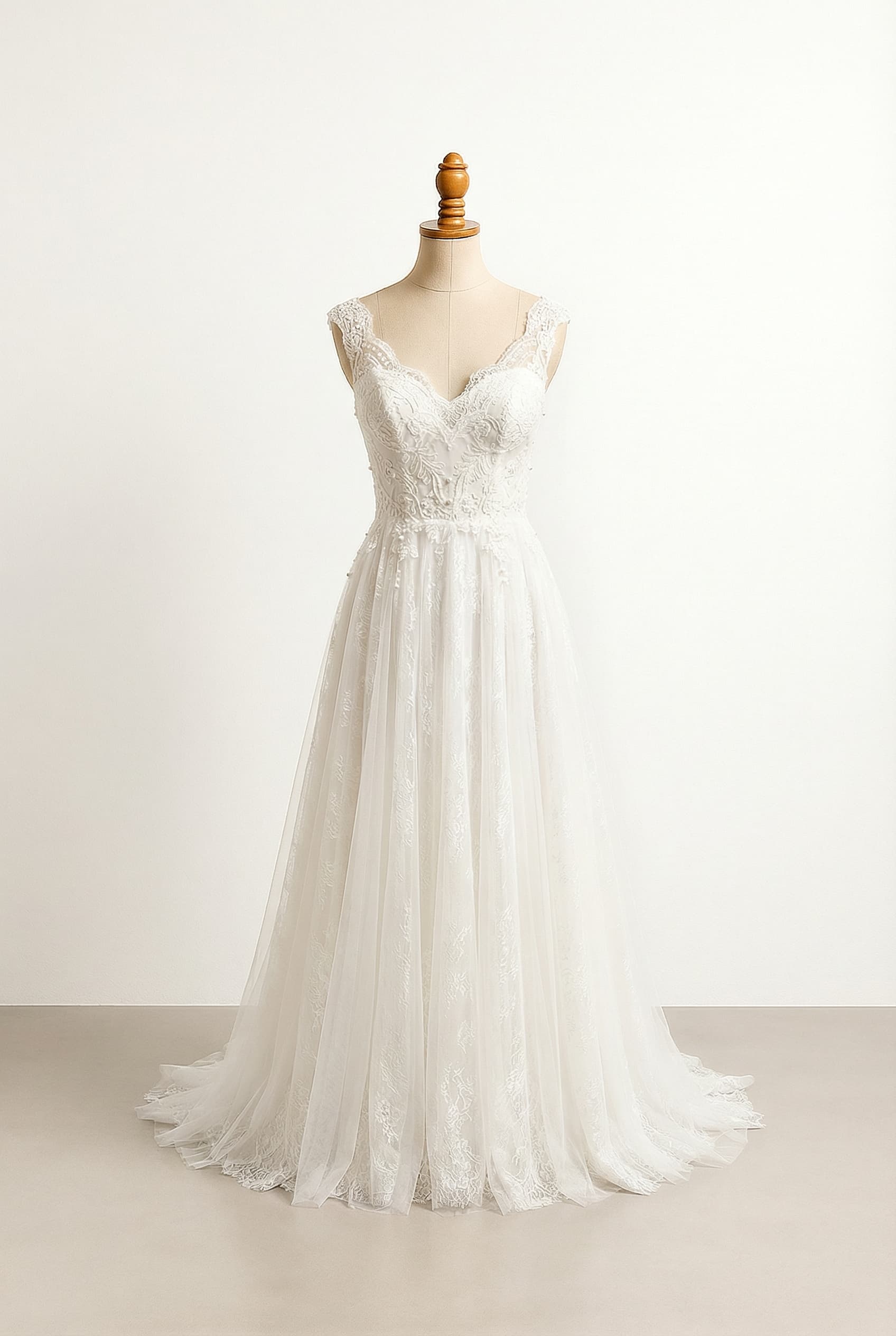 A romantic wedding dress with elegant details