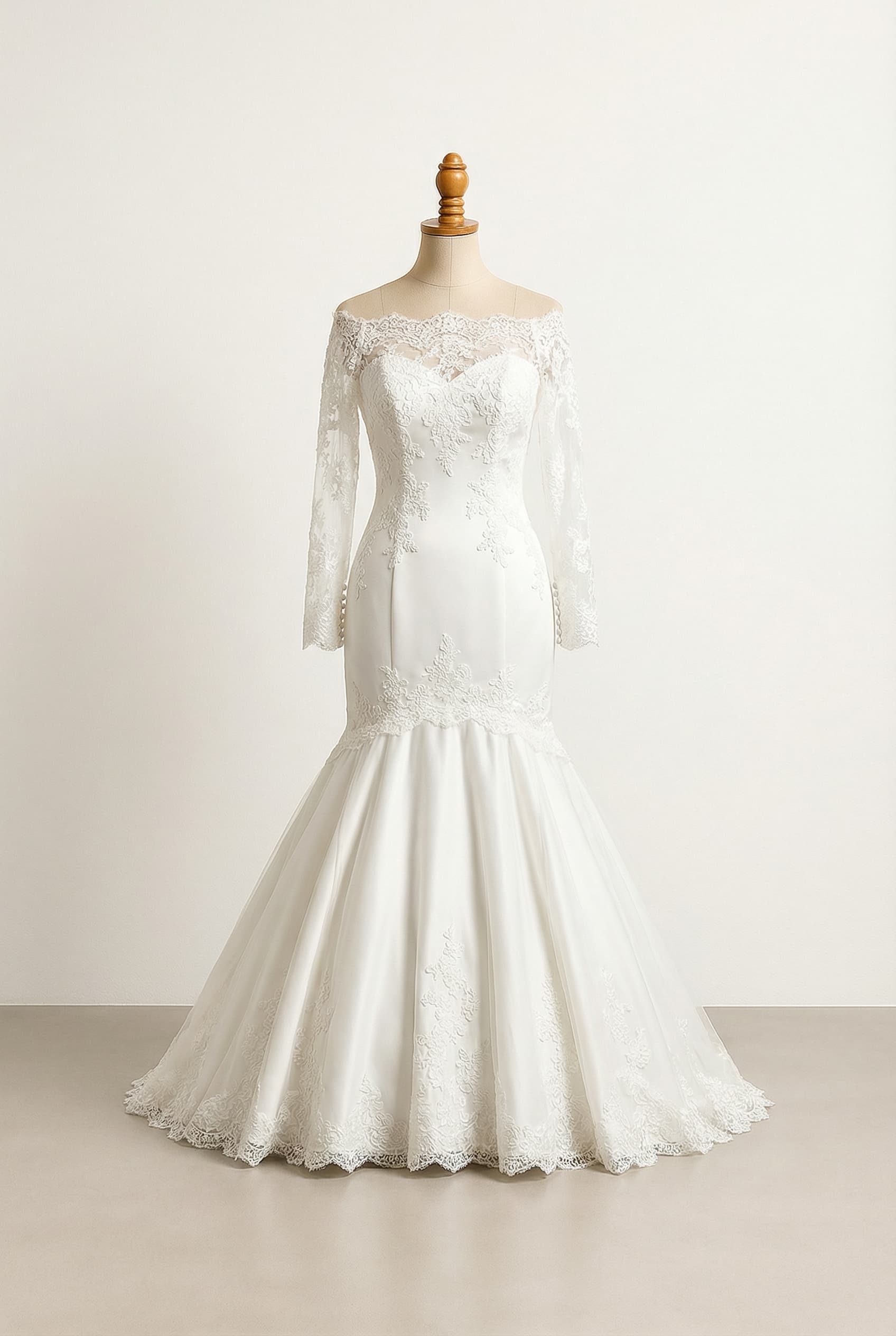 A romantic wedding dress with elegant details
